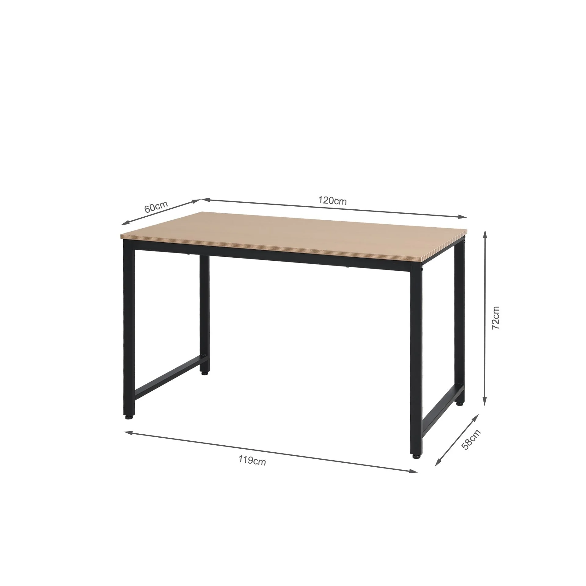Easton 120cm Computer Desk - Natural + Black - Image 15