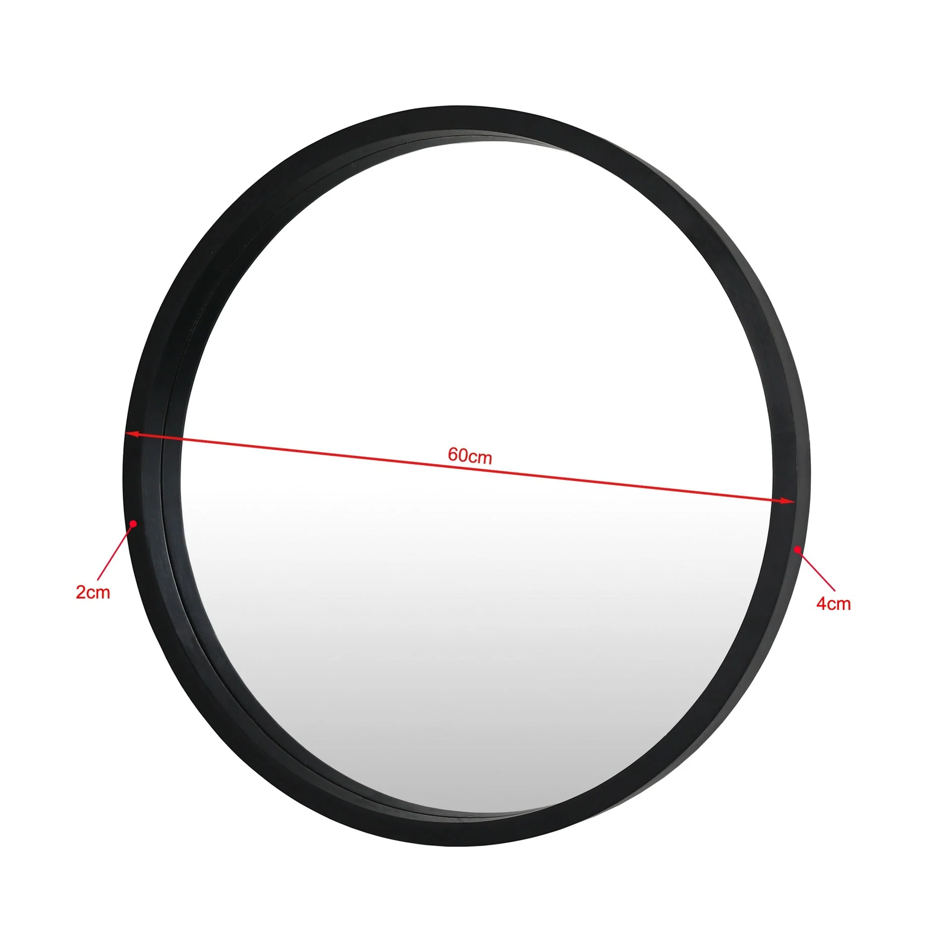 Echo Round Wooden Framed Wall Mirror 60cm - Black - Image 13