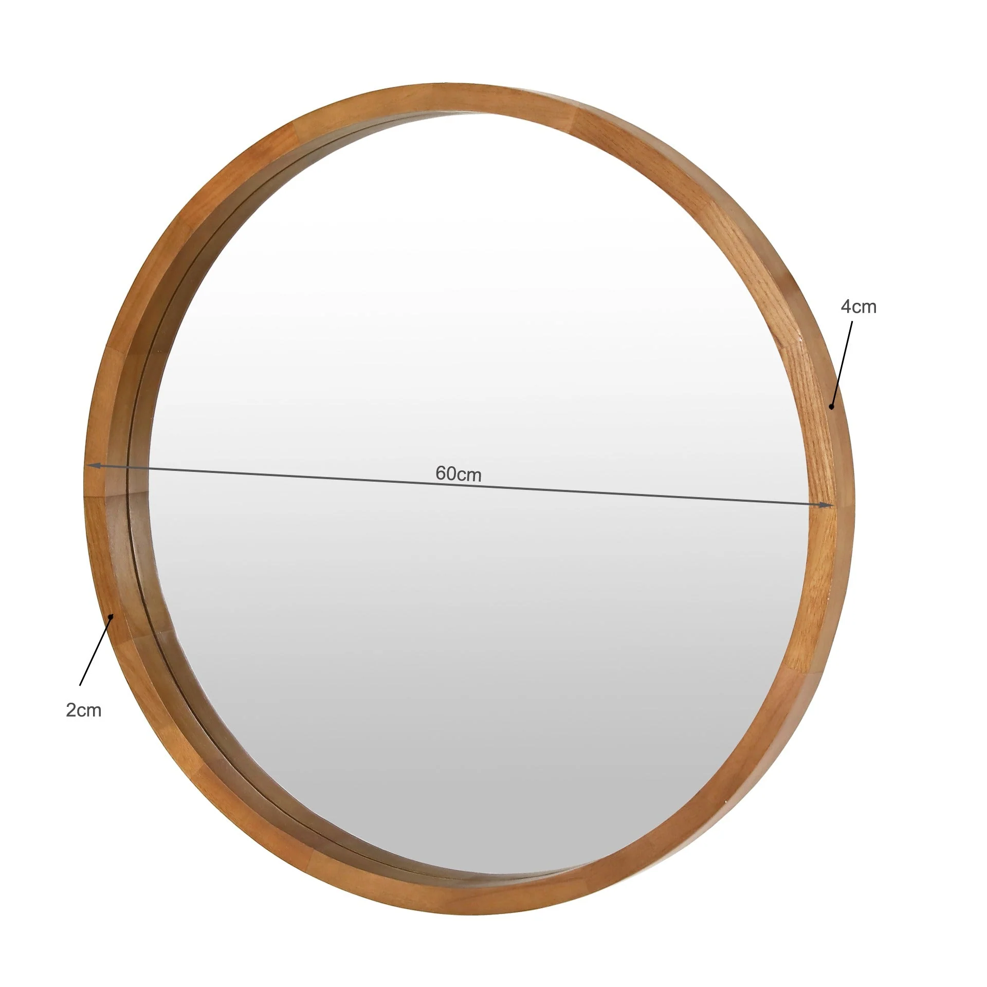 Echo Round Wooden Framed Wall Mirror 60cm - Dark Wood - Image 14