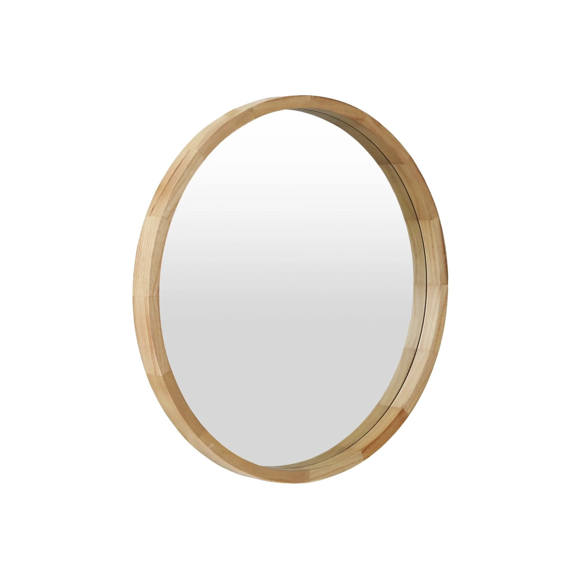 Echo Round Wooden Framed Wall Mirror 60cm - Light Wood - Image 7