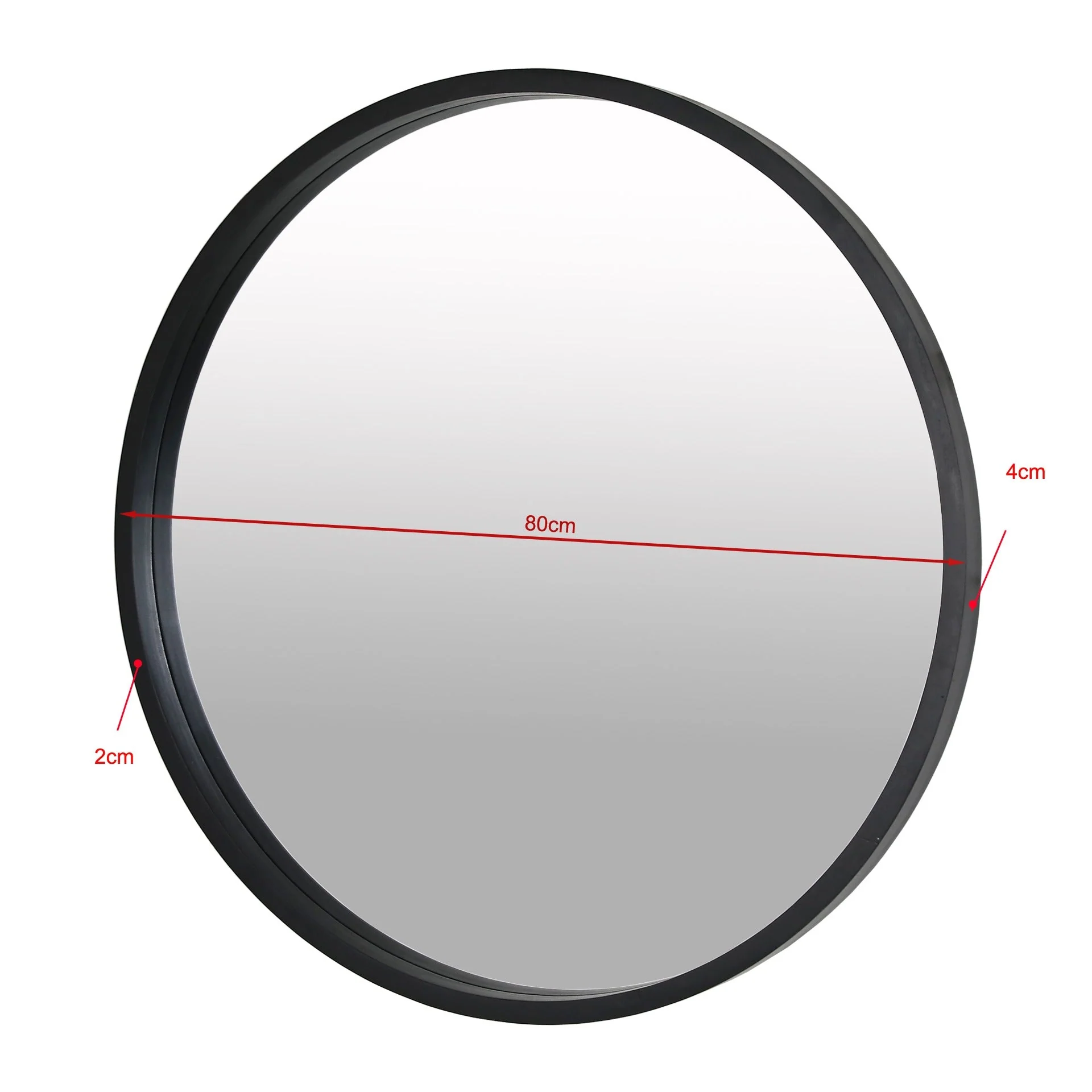 Echo Round Wooden Framed Wall Mirror 80cm - Black - Image 13