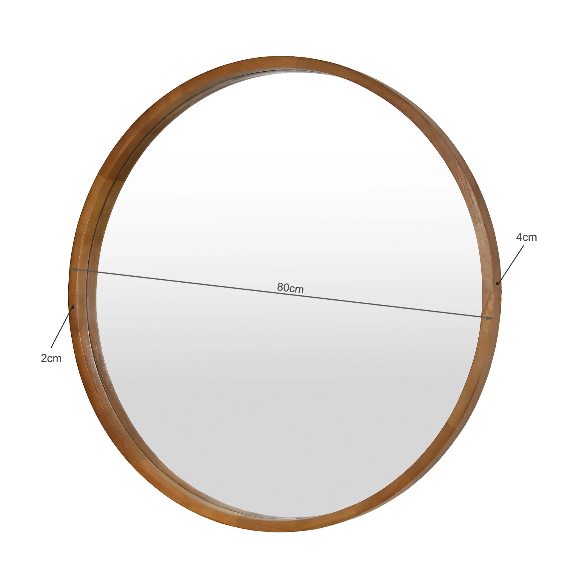 Echo Round Wooden Framed Wall Mirror 80cm - Dark Wood - Image 14