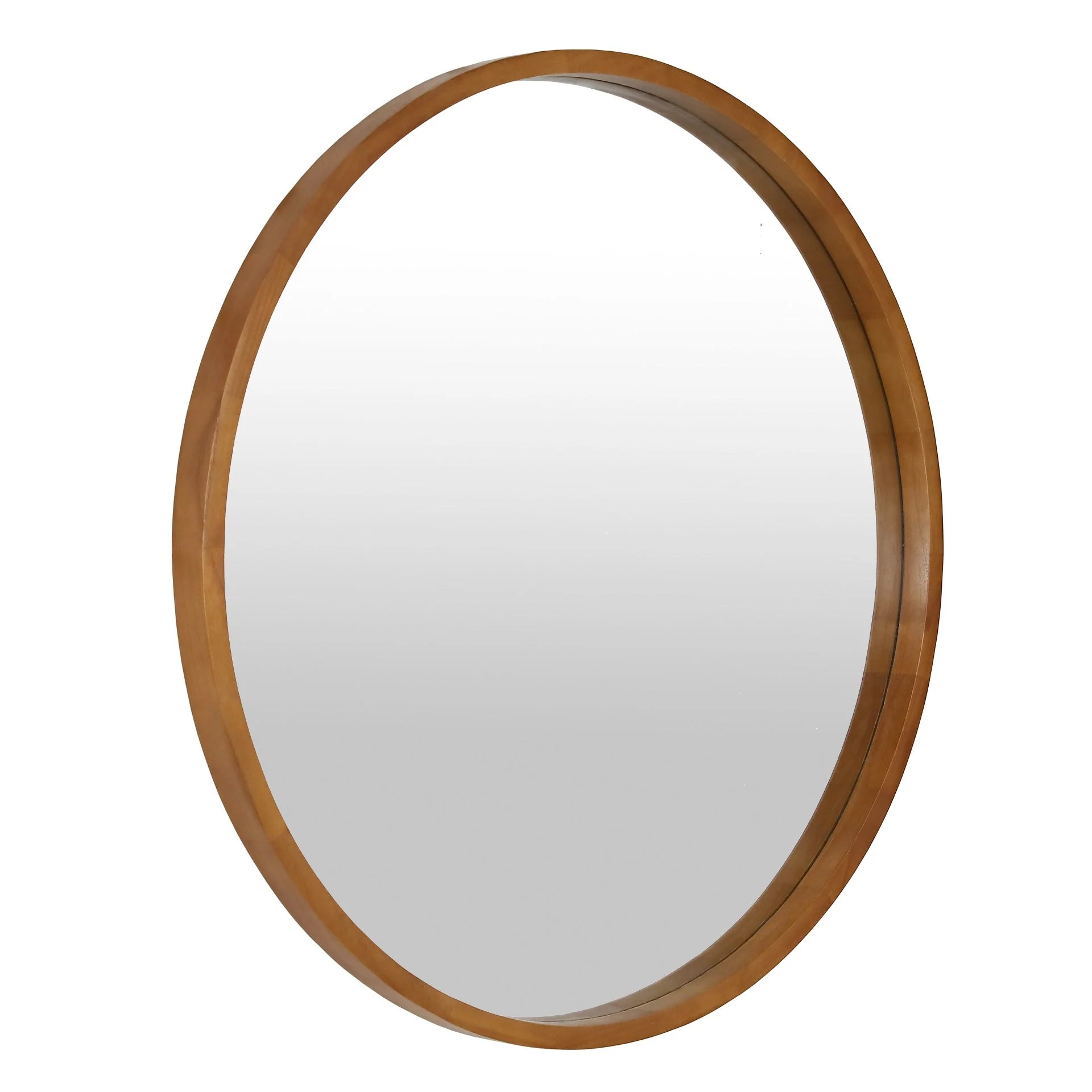 Echo Round Wooden Framed Wall Mirror 80cm - Dark Wood - Image 9