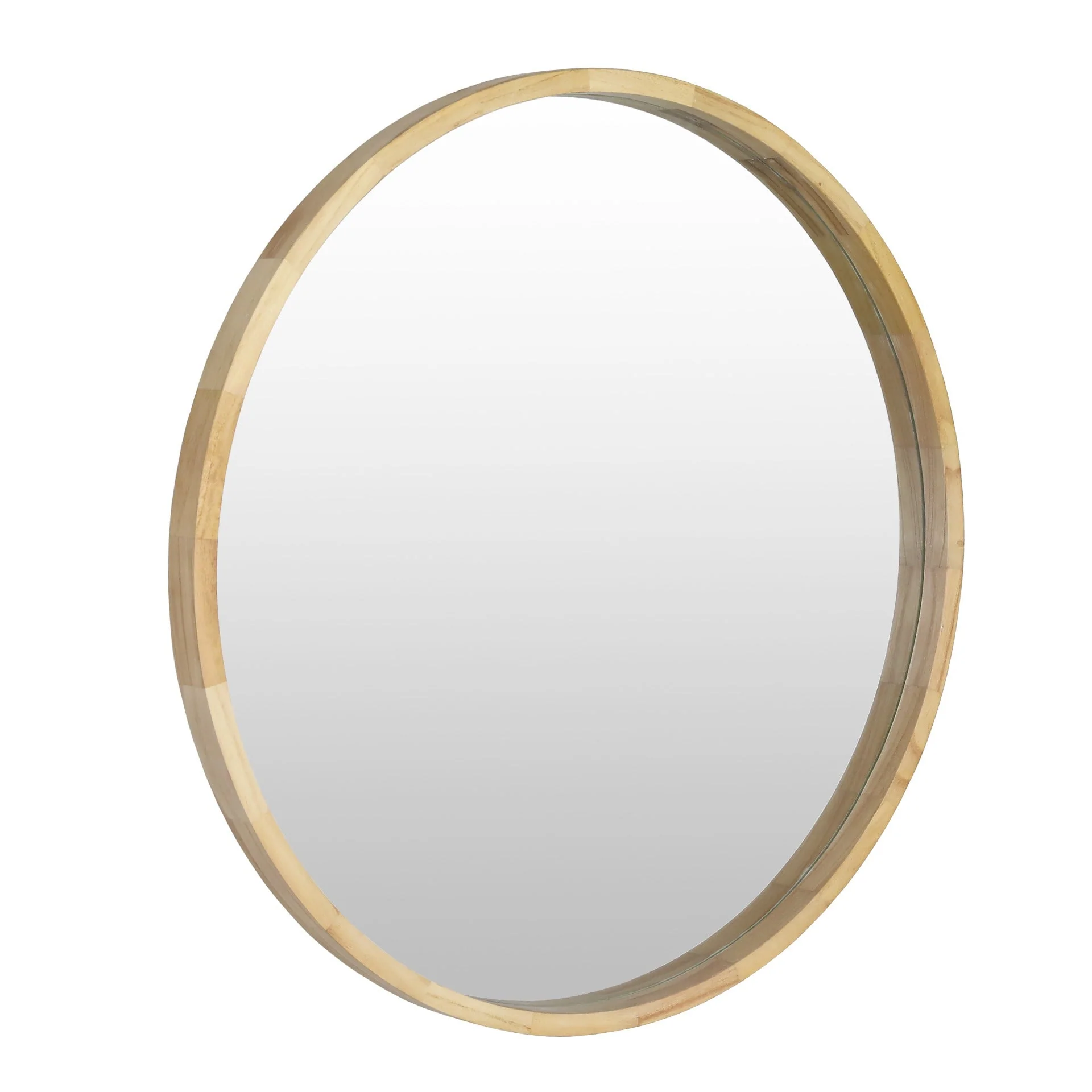 Echo Round Wooden Framed Wall Mirror 80cm - Light Wood - Image 10