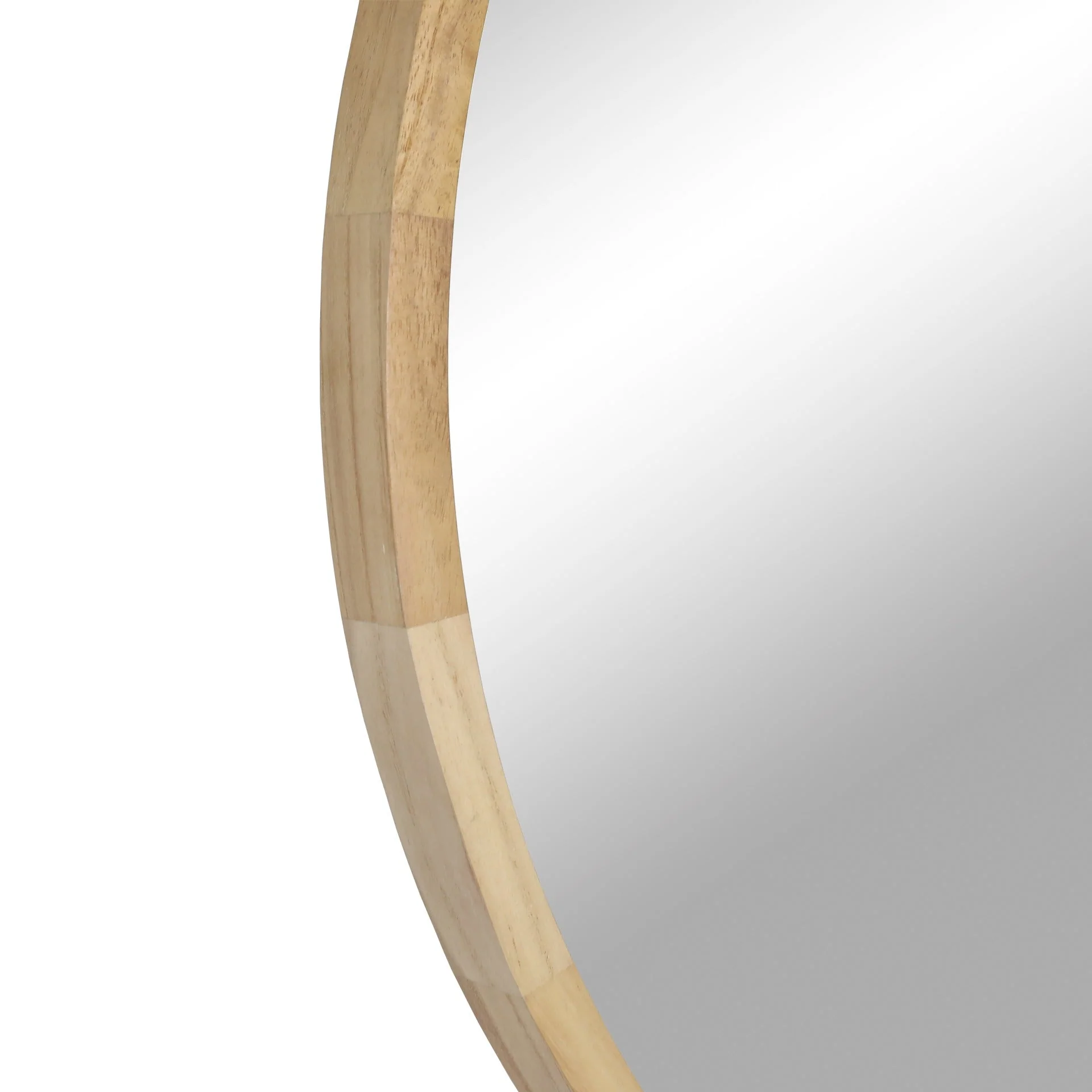 Echo Round Wooden Framed Wall Mirror 80cm - Light Wood - Image 11