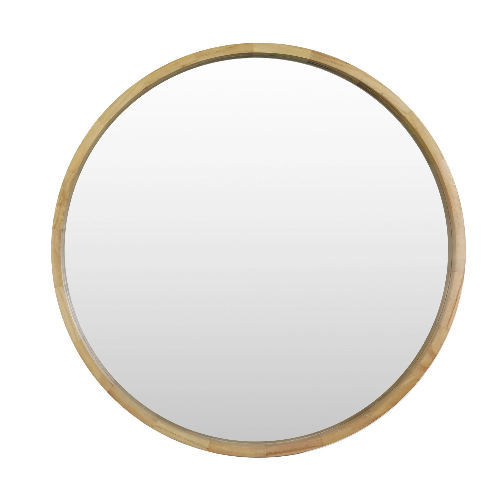 Echo Round Wooden Framed Wall Mirror 80cm - Light Wood - Image 7