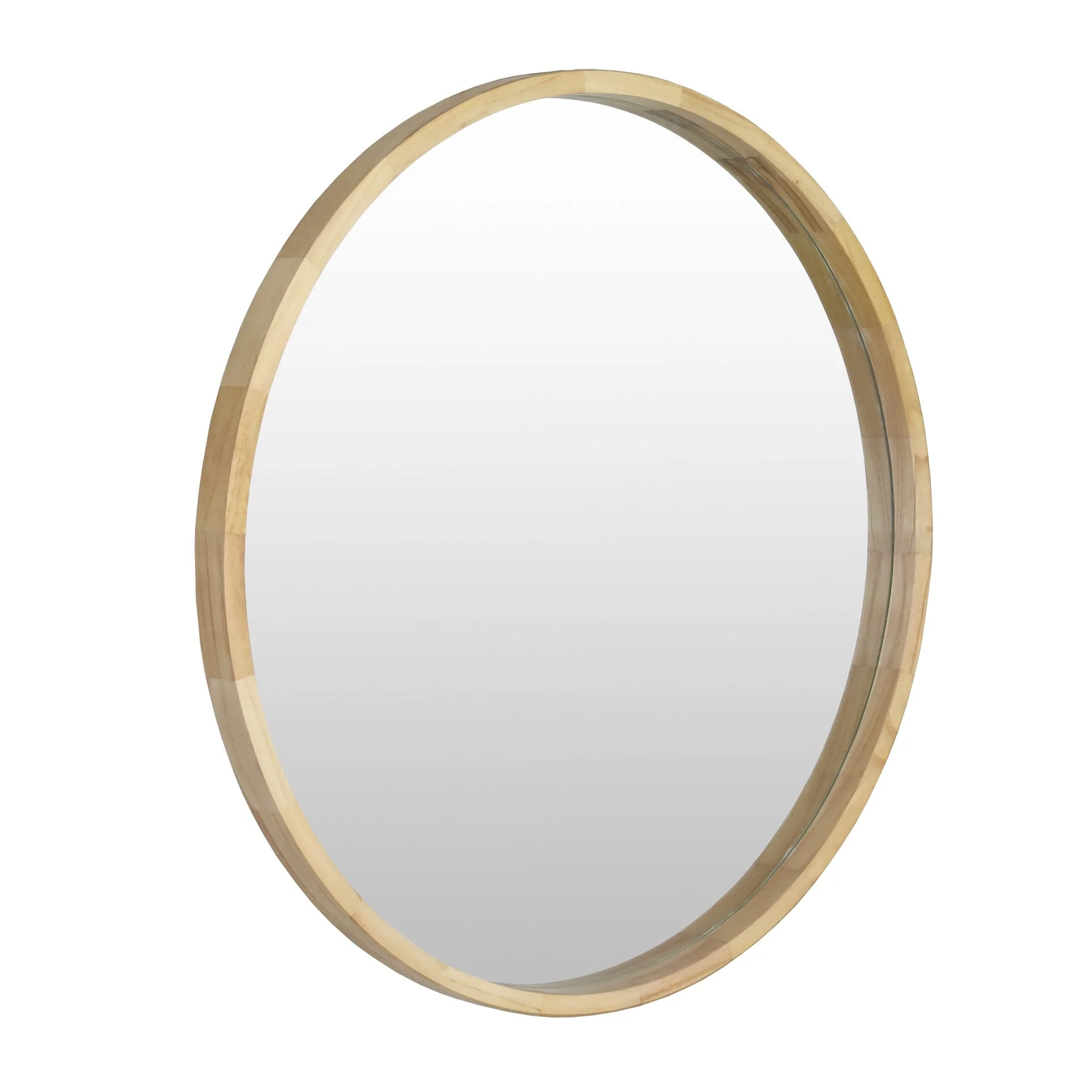 Echo Round Wooden Framed Wall Mirror 80cm - Light Wood - Image 8