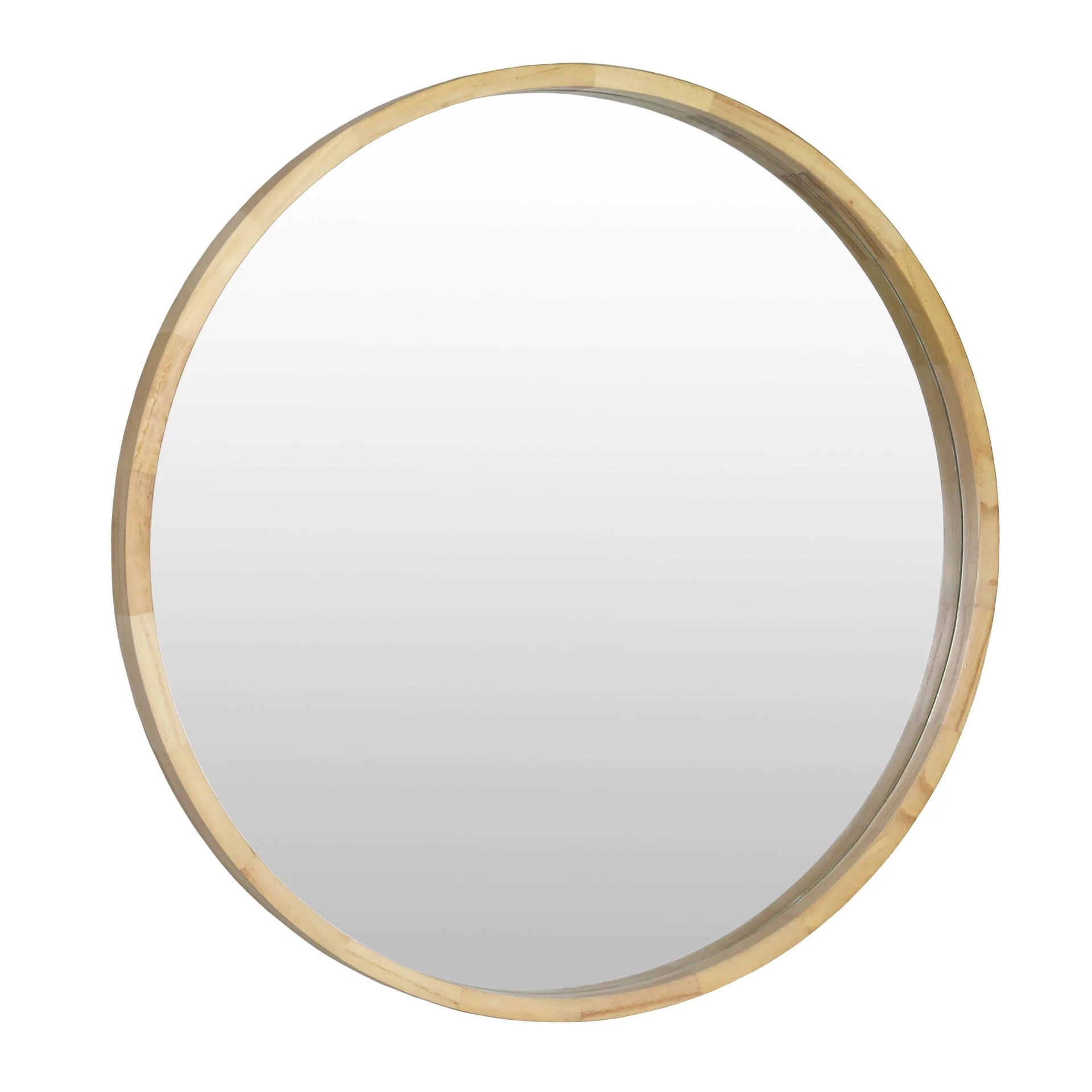 Echo Round Wooden Framed Wall Mirror 80cm - Light Wood - Image 9