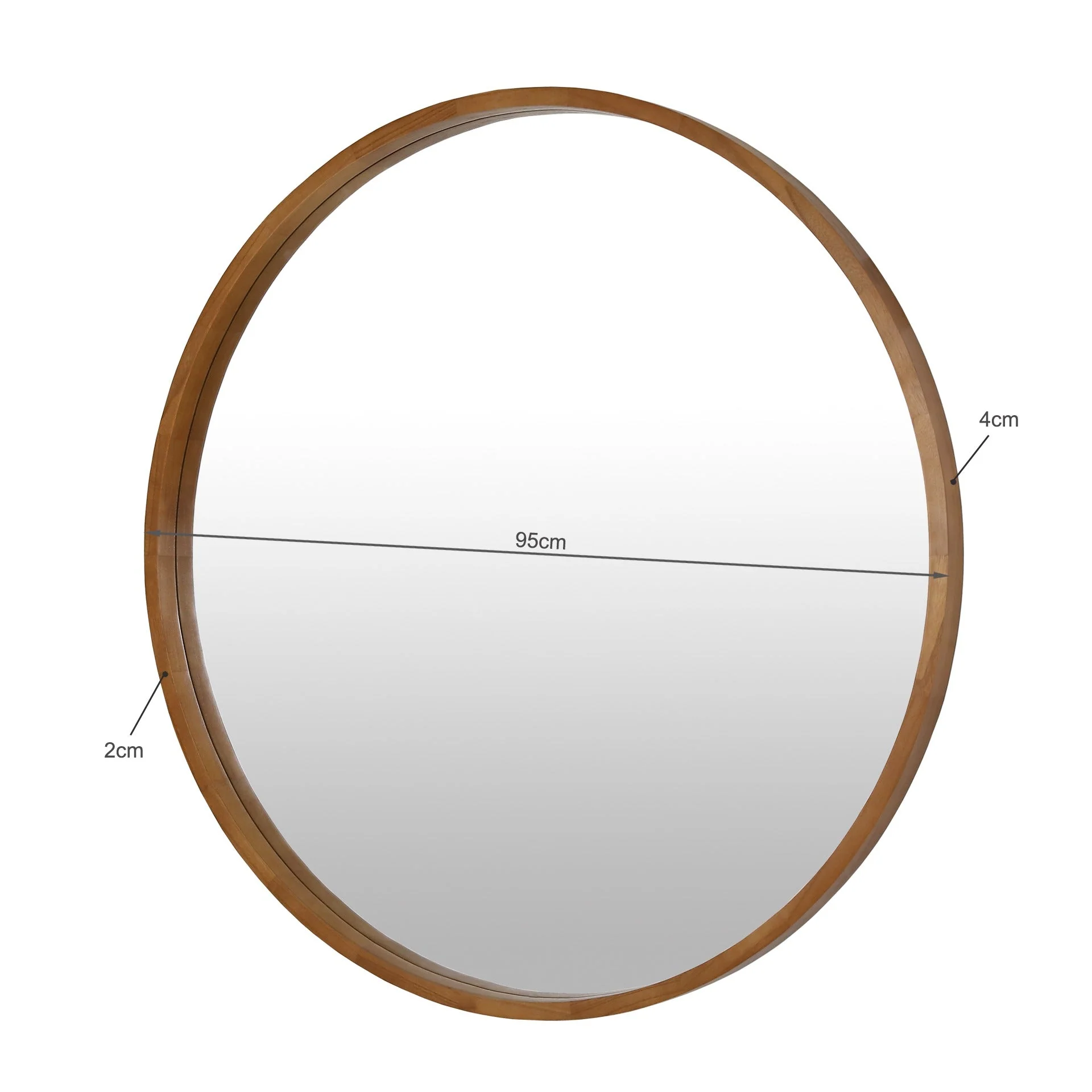 Echo Round Wooden Framed Wall Mirror 95cm - Dark Wood - Image 15