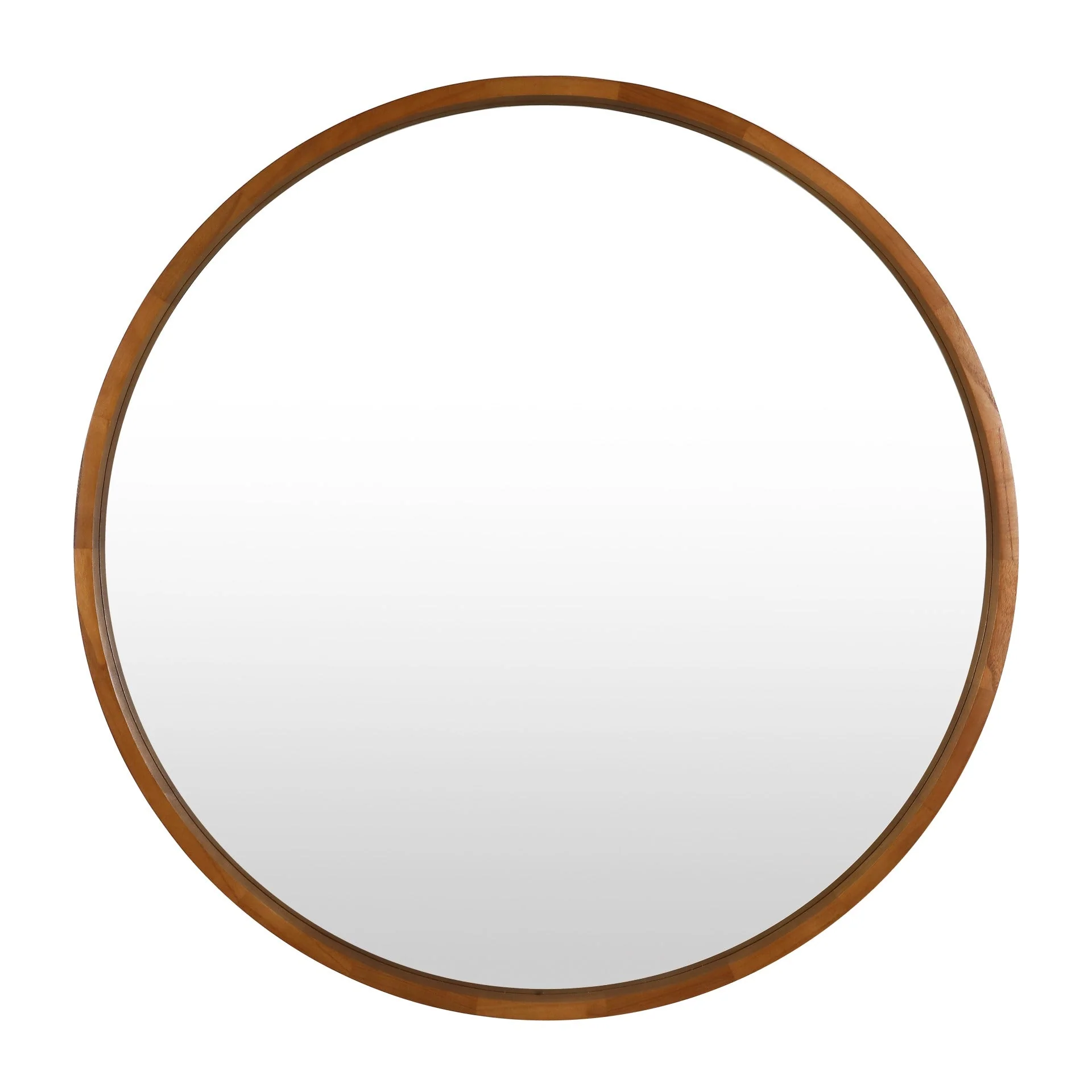 Echo Round Wooden Framed Wall Mirror 95cm - Dark Wood - Image 8