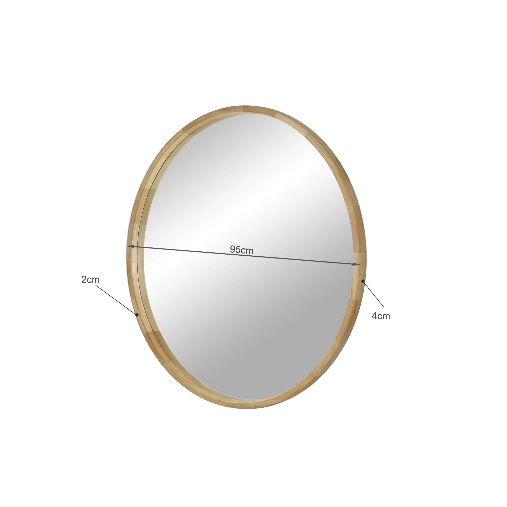 Echo Round Wooden Framed Wall Mirror 95cm - Light Wood - Image 14