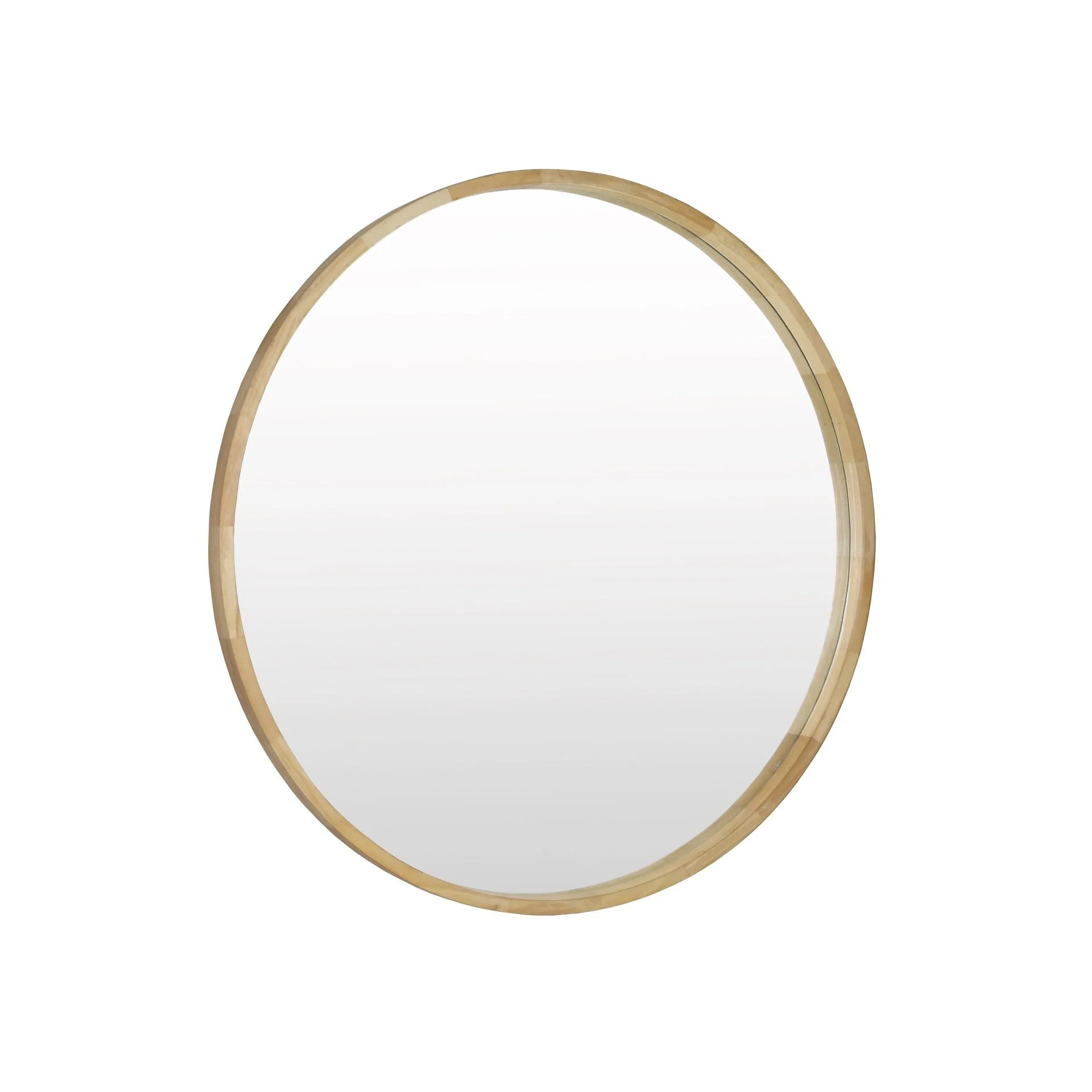 Echo Round Wooden Framed Wall Mirror 95cm - Light Wood - Image 8