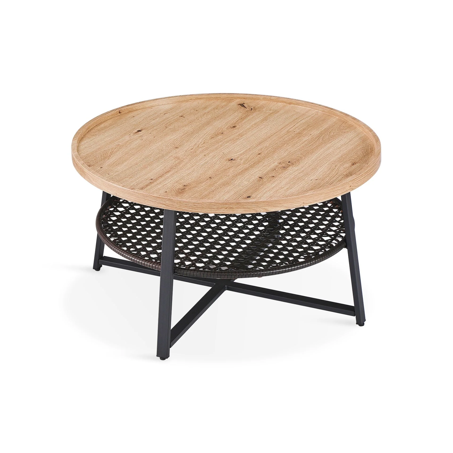 Edgar Coffee Table 80cm - Oak + Black - Image 4