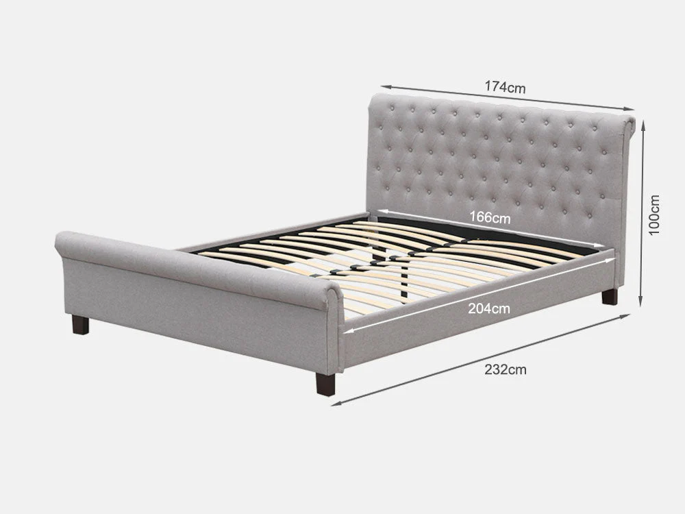 EGMONT King Bed Frame - LIGHT GREY - Image 12