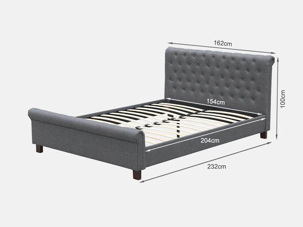 EGMONT Queen Bed Frame - DARK GREY - Image 13