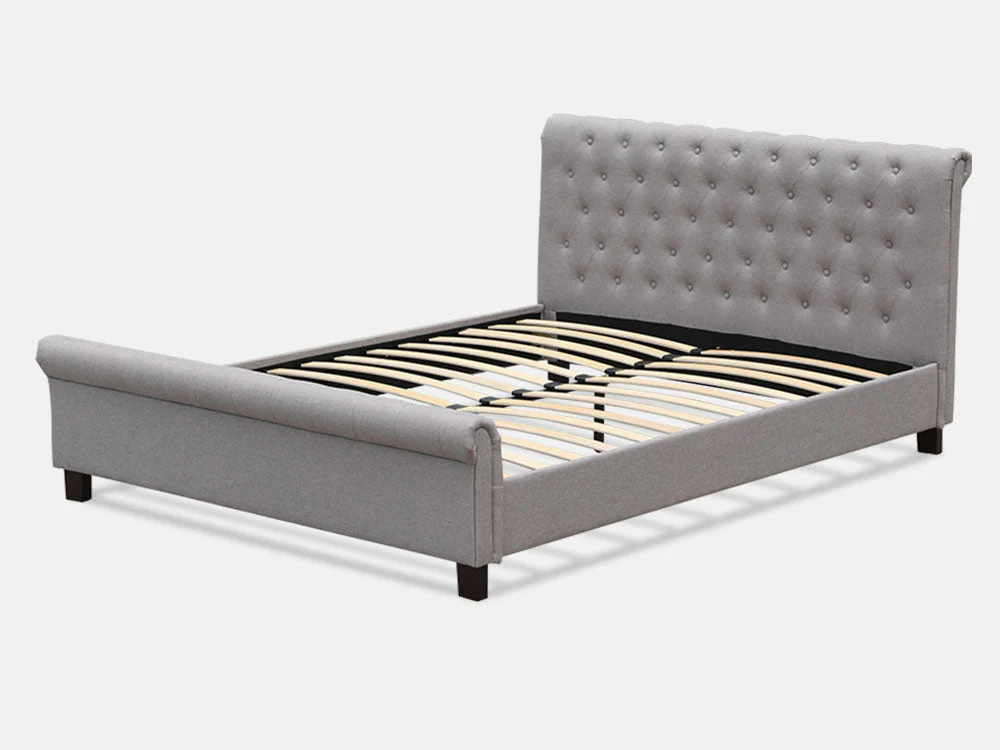 EGMONT Queen Bed Frame - LIGHT GREY - Image 2