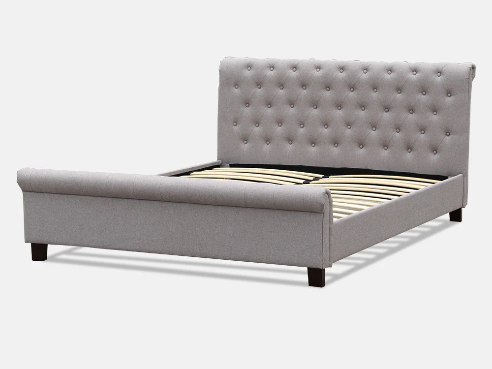 EGMONT Queen Bed Frame - LIGHT GREY - Image 3