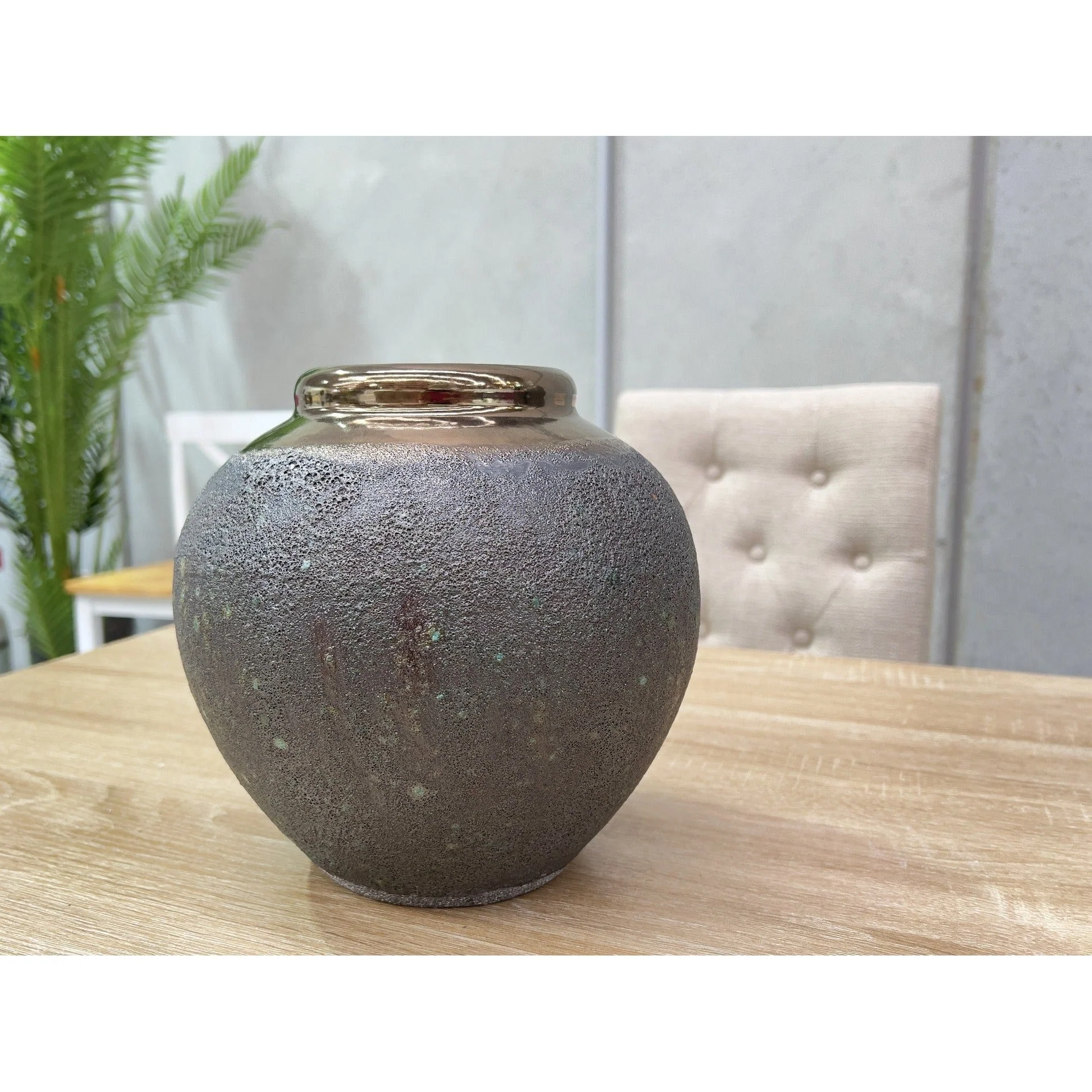 Elara Ceramic Vase Charcoal - Round Small