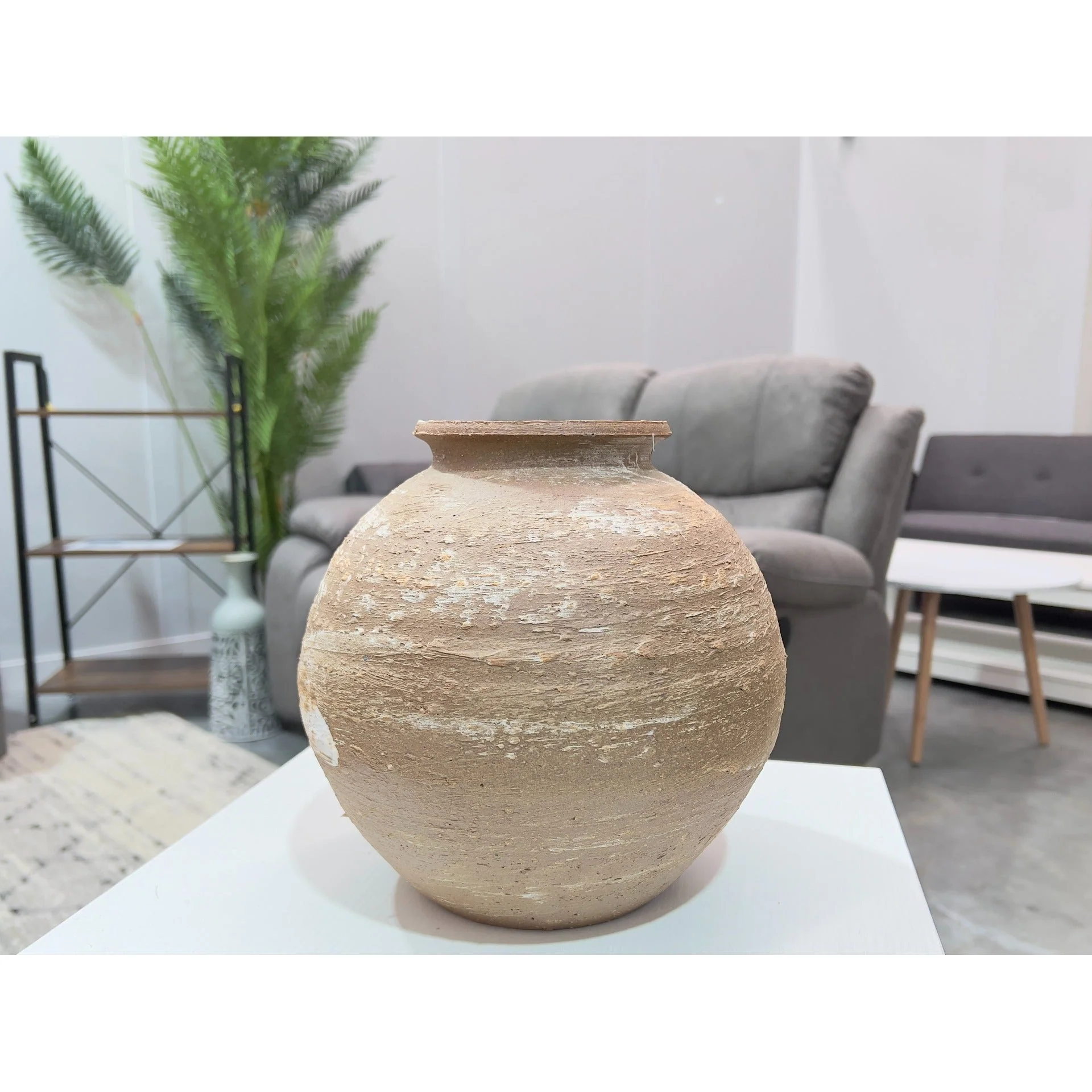 Elara Ceramic Vase Natural Beige - Round Small - Image 2