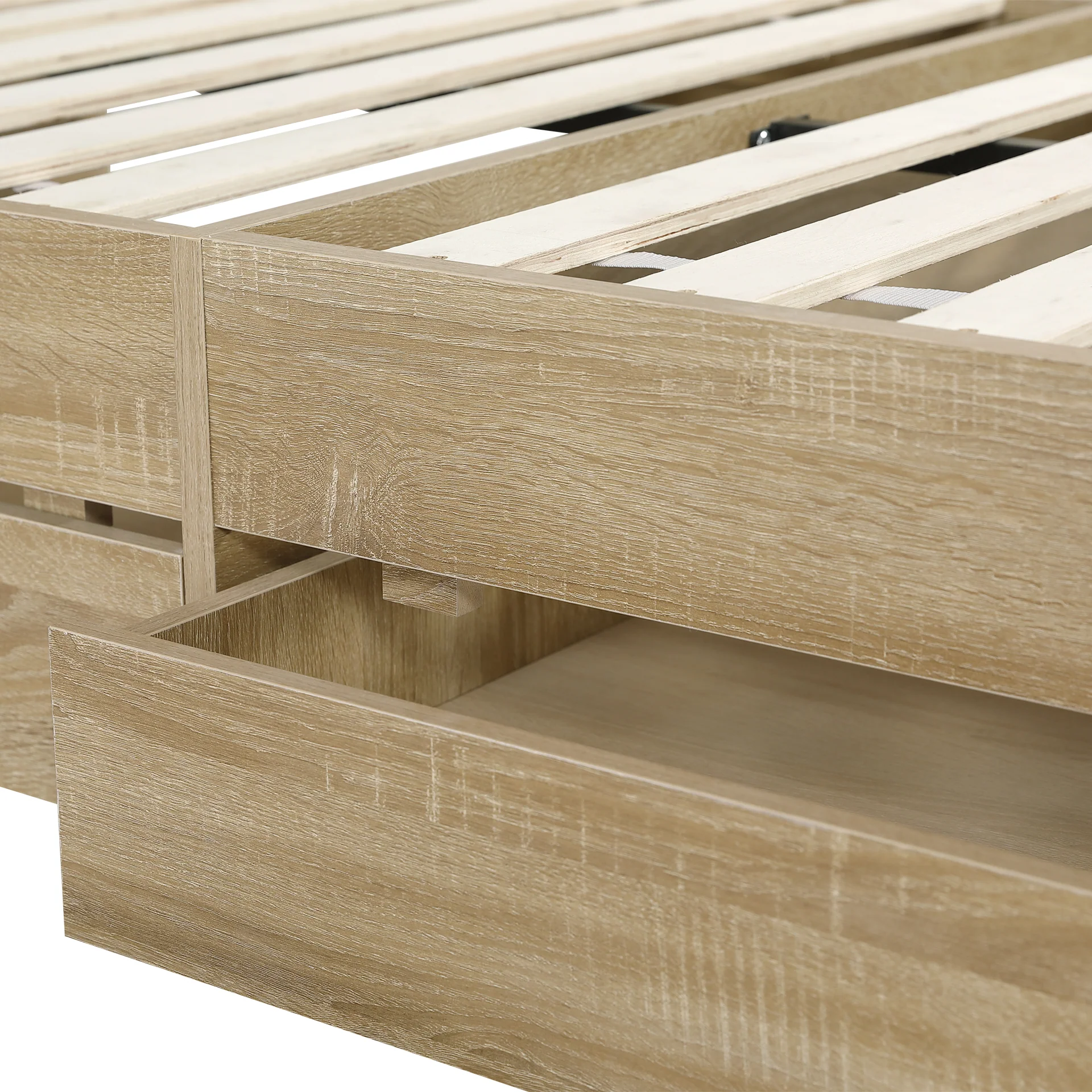 Elda Single Bed Frame with USB Port & Drawers - Natural - Image 14
