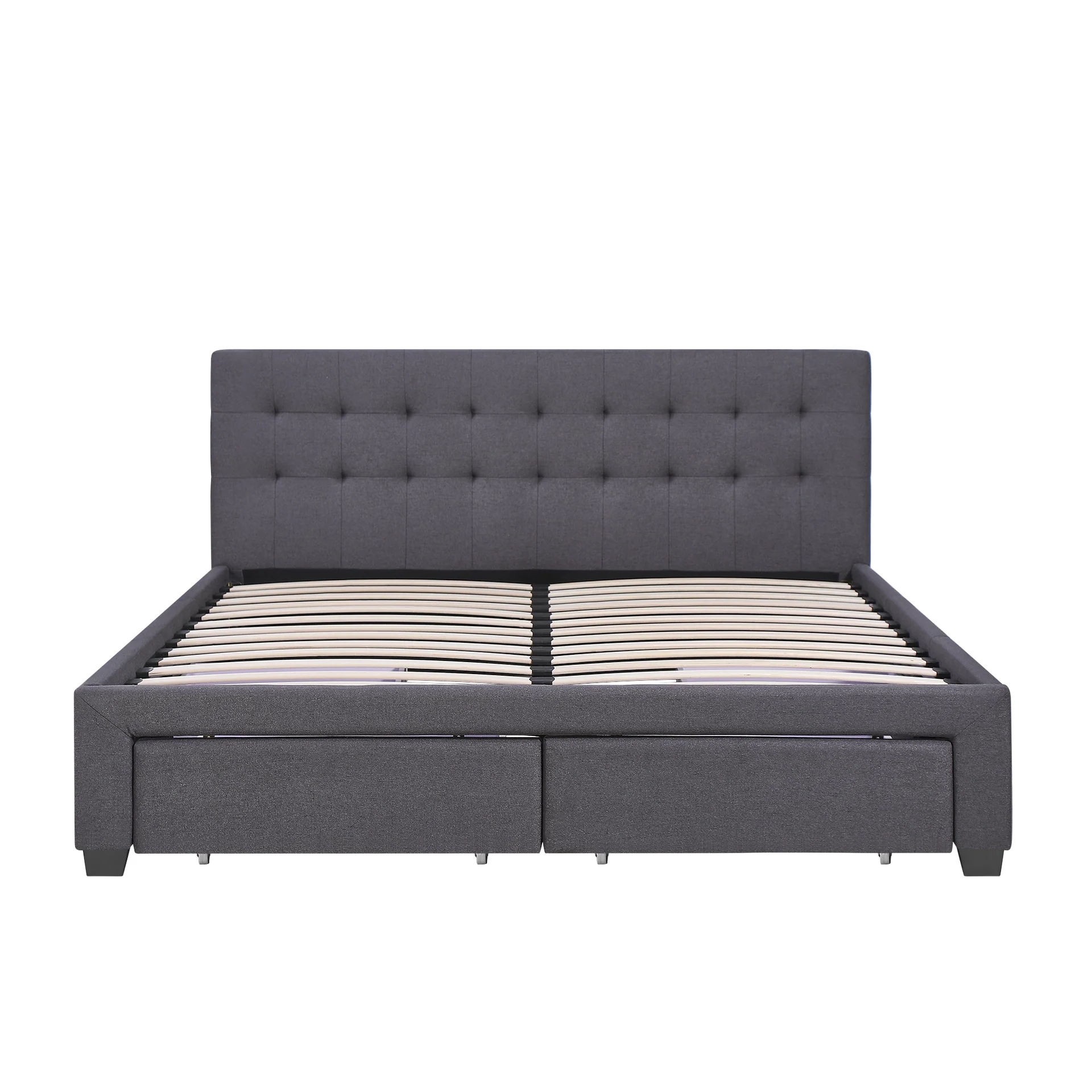 Eleanor Queen Bed Frame with 4 Drawers - Dark Grey - Image 9