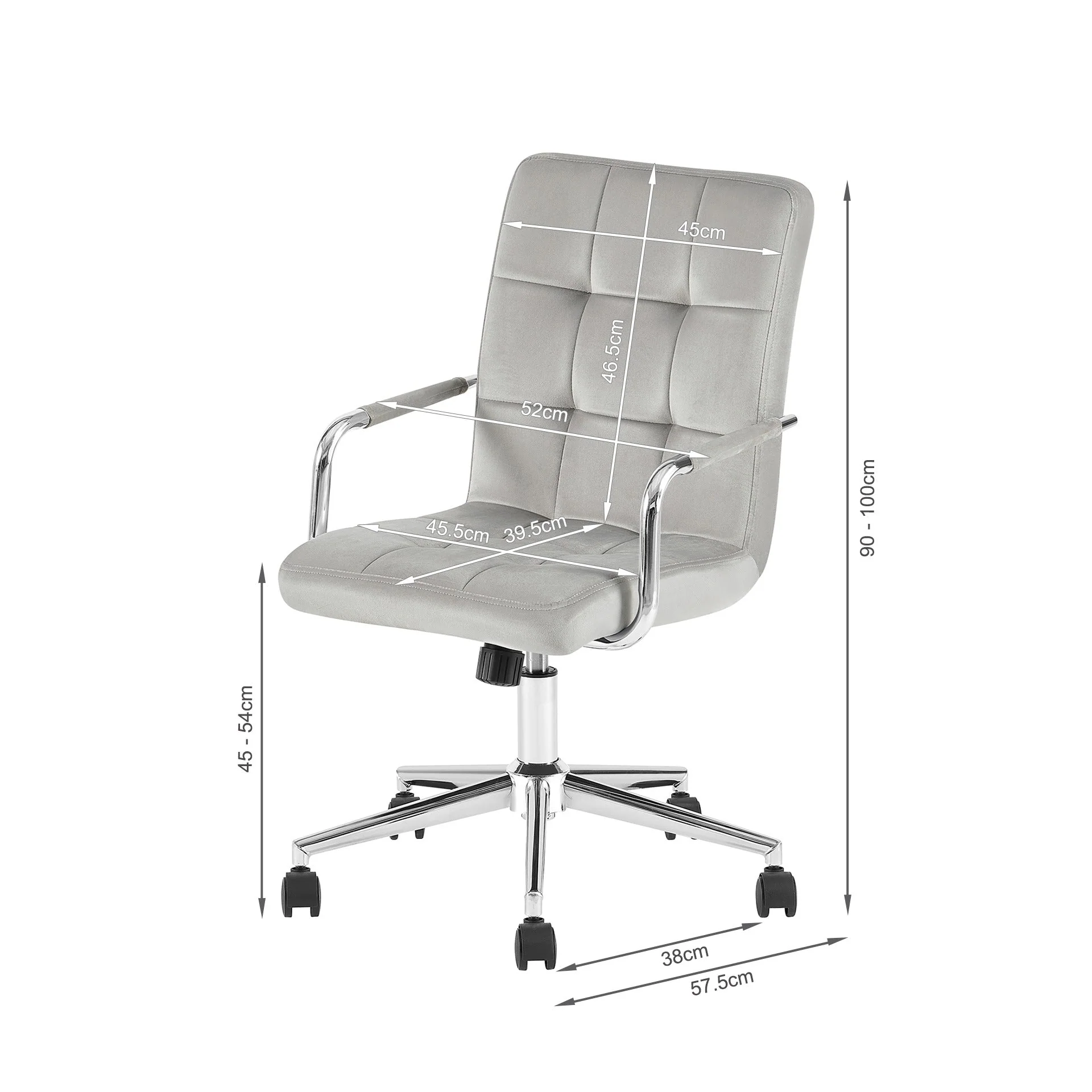 Eliezer Velvet Office Chair - Light Grey - Image 15