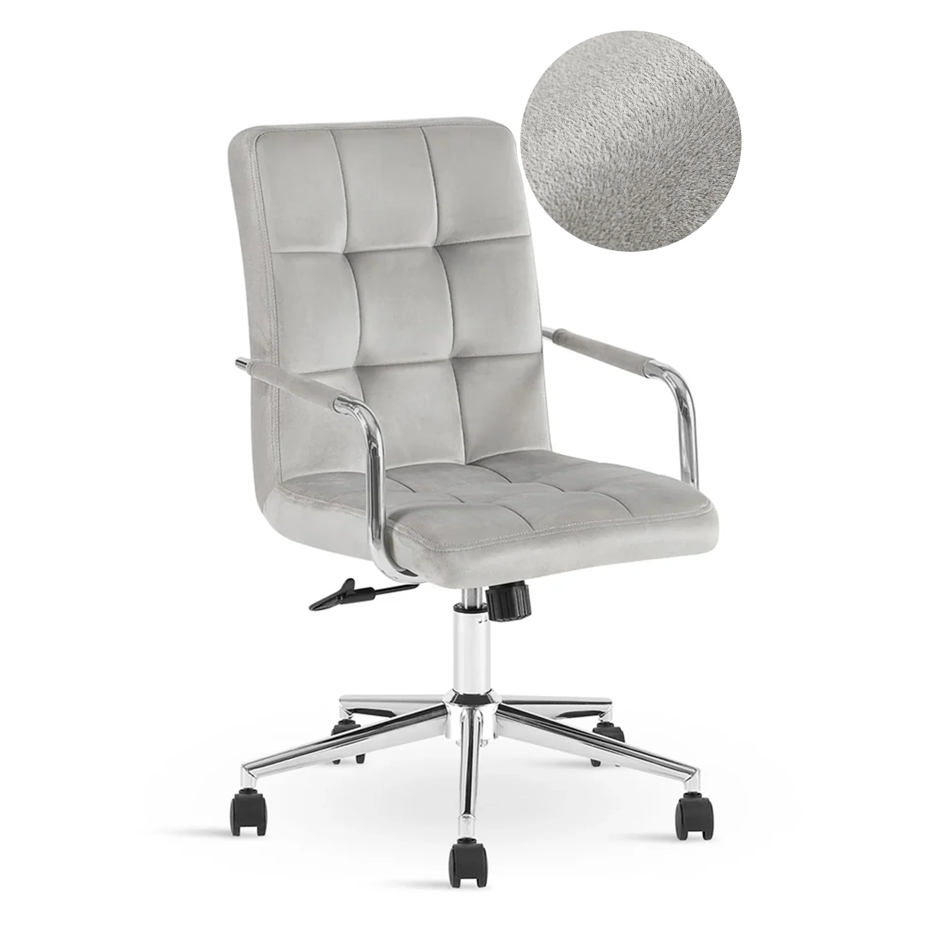 Eliezer Velvet Office Chair - Light Grey - Image 6