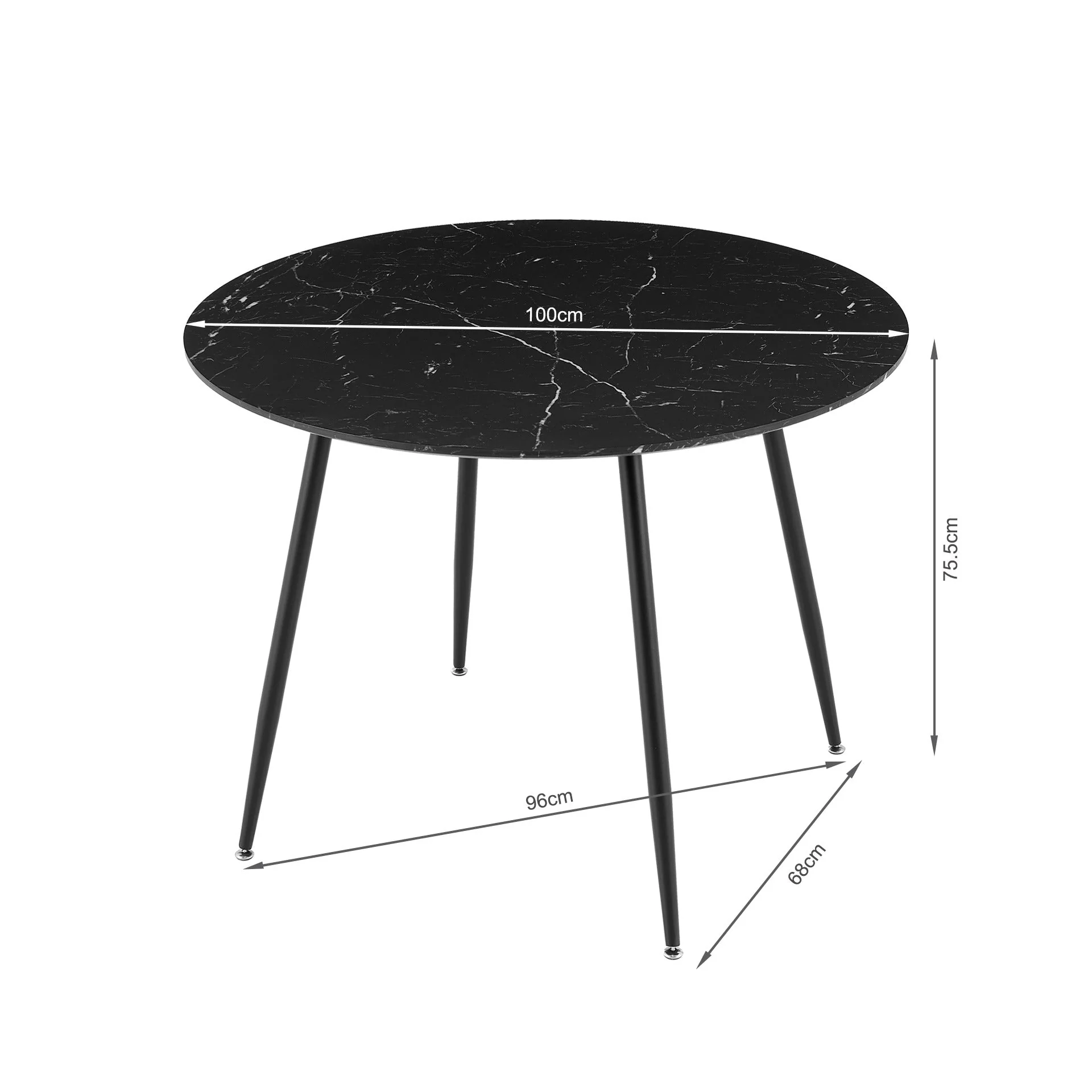 Elijah 100cm Round Dining Table - Black Silver - Image 10