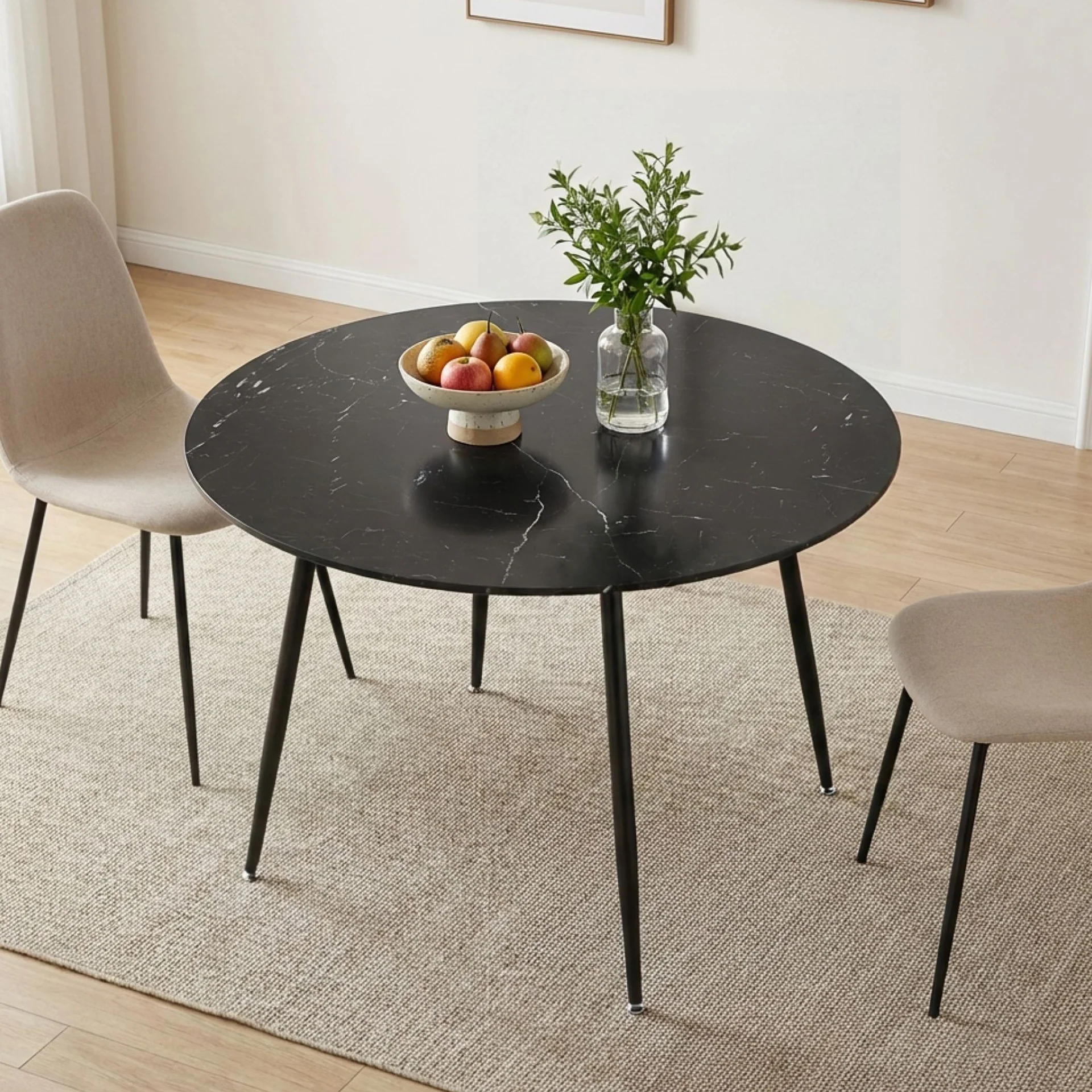 Elijah 100cm Round Dining Table - Black Silver - Image 6
