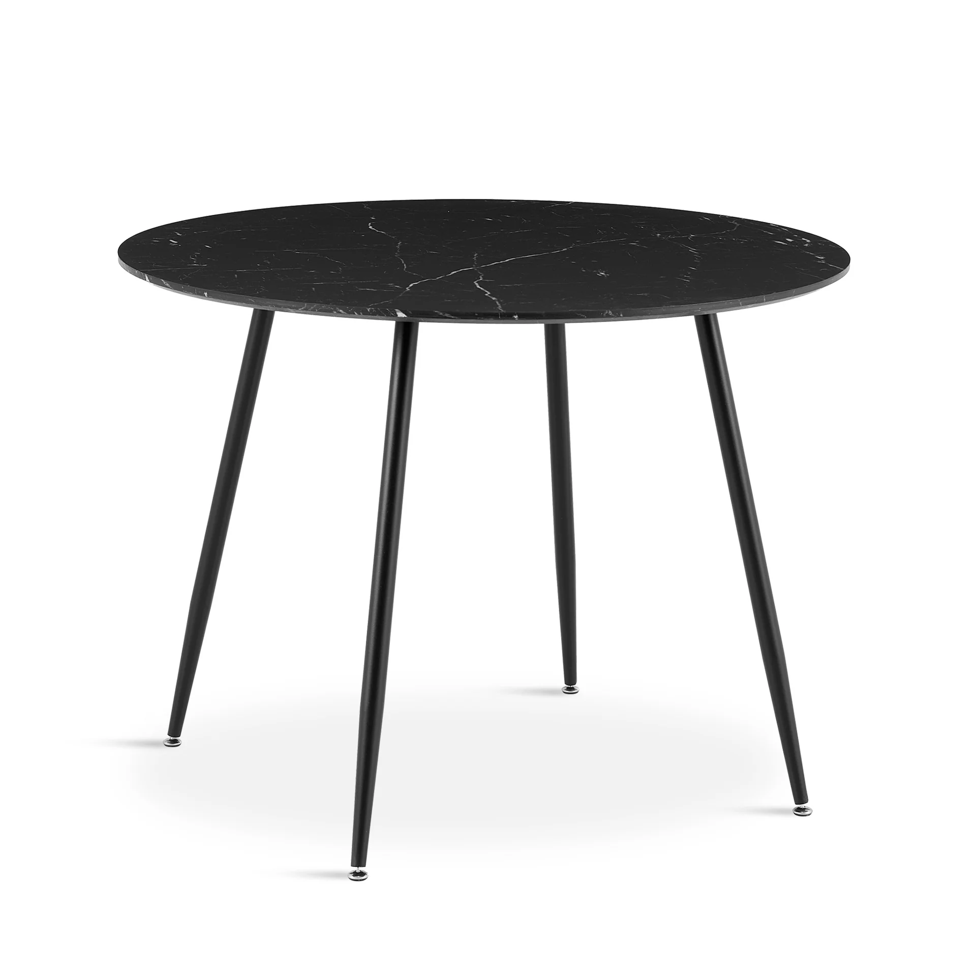 Elijah 100cm Round Dining Table - Black Silver - Image 8