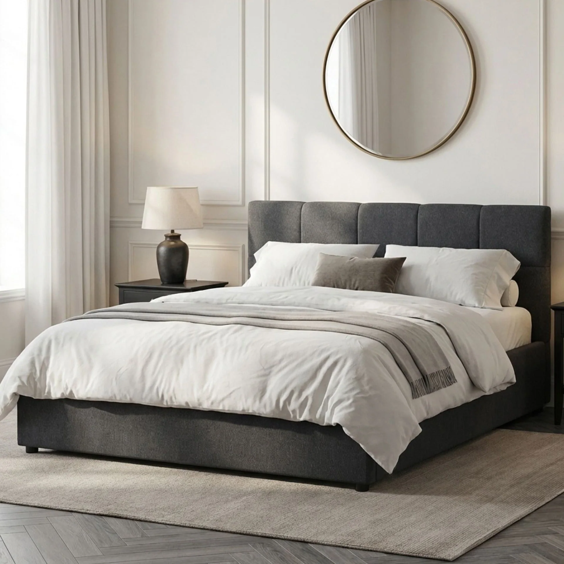 Elizabeth Double Gas Lift Bed Frame - Dark Grey - Image 4