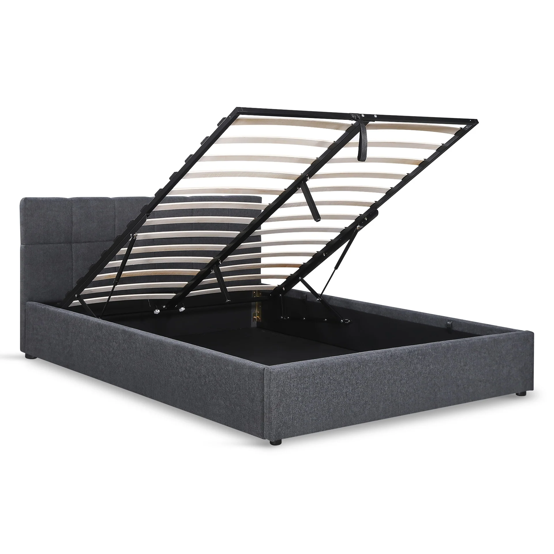 Elizabeth Queen Gas Lift Bed Frame - Dark Grey - Image 9