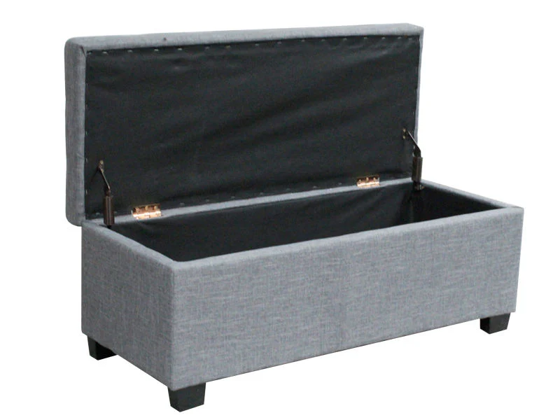 ELLIE Ottoman Footstool Storage Box - GREY - Image 2