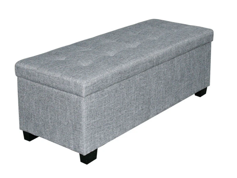 ELLIE Ottoman Footstool Storage Box - GREY - Image 3