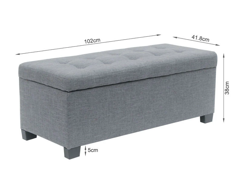 ELLIE Ottoman Footstool Storage Box - GREY - Image 8