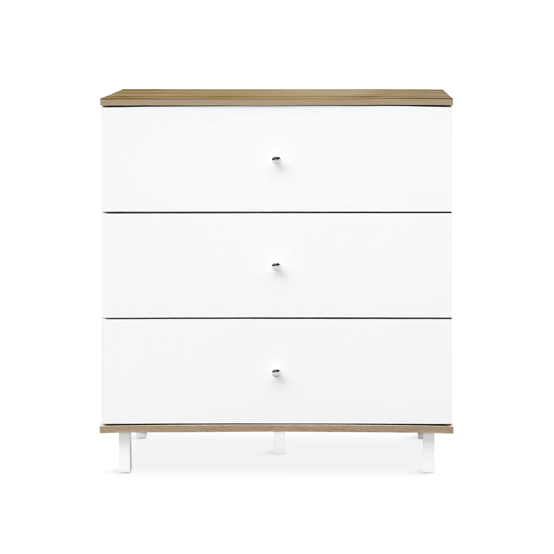 Ellis 3 Drawers Tallboy - Oak + White - Image 5