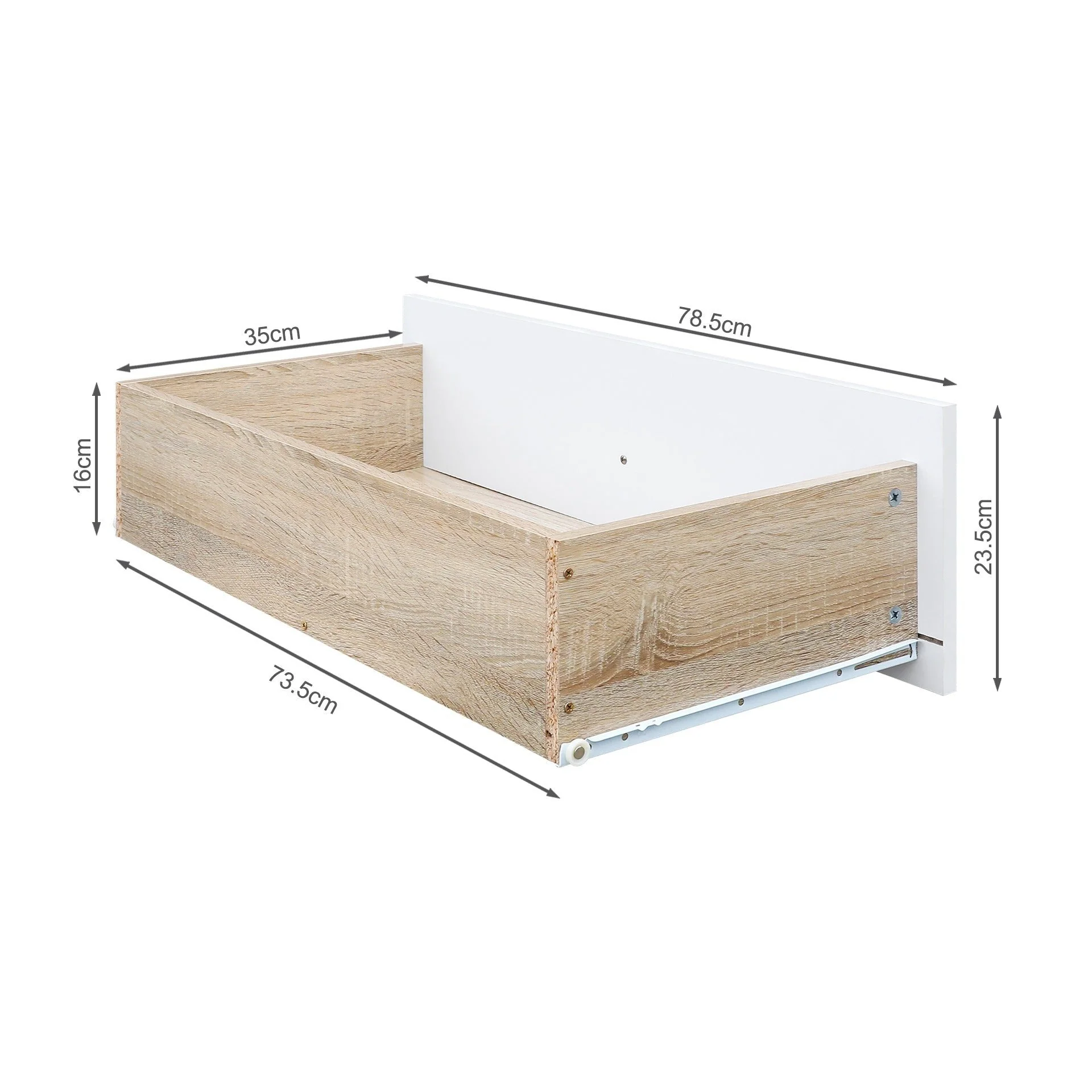 Ellis 3 Drawers Tallboy - Oak + White - Image 9
