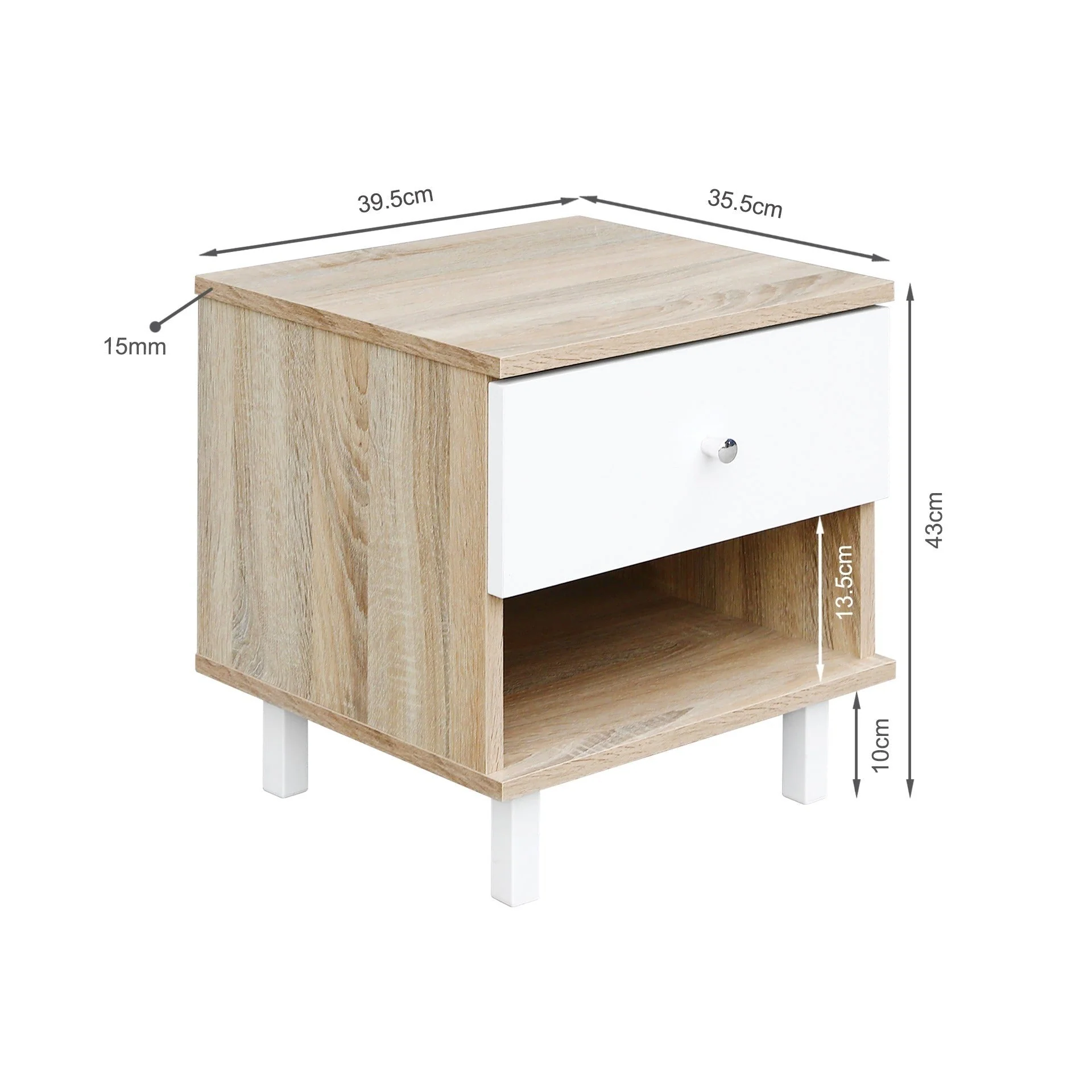 Ellis Bedside Table - Oak + White - Image 11