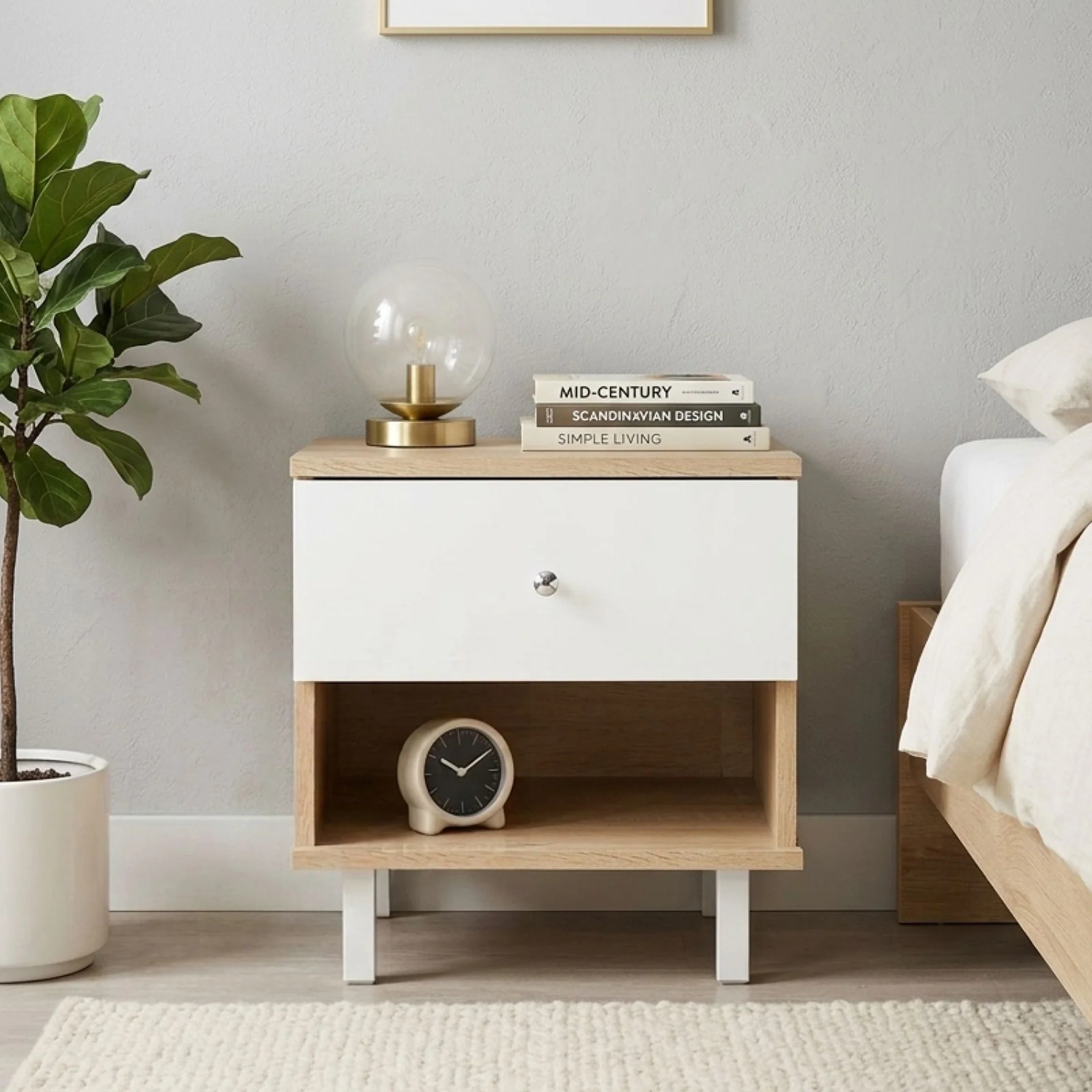 Ellis Bedside Table - Oak + White - Image 3