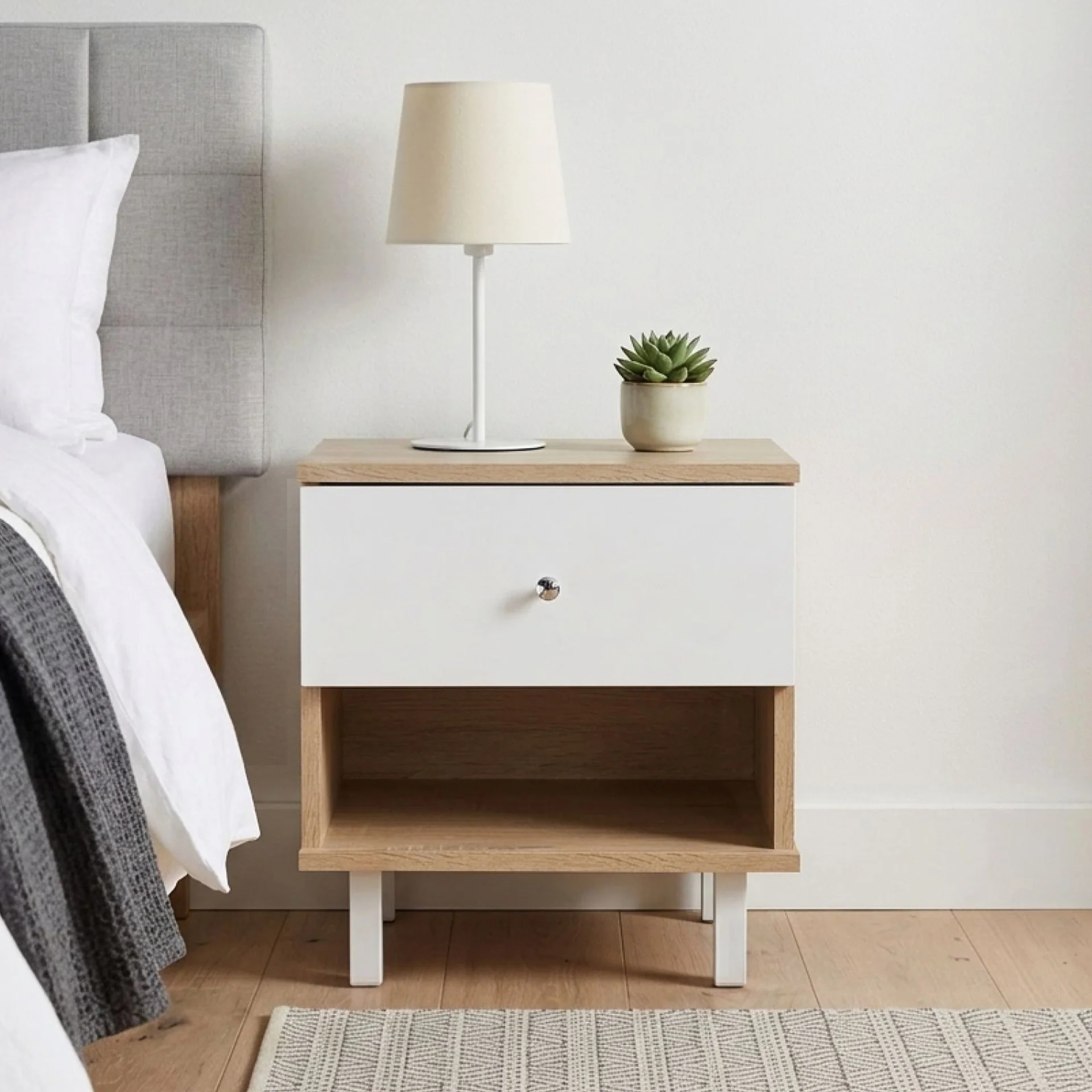 Ellis Bedside Table - Oak + White - Image 6