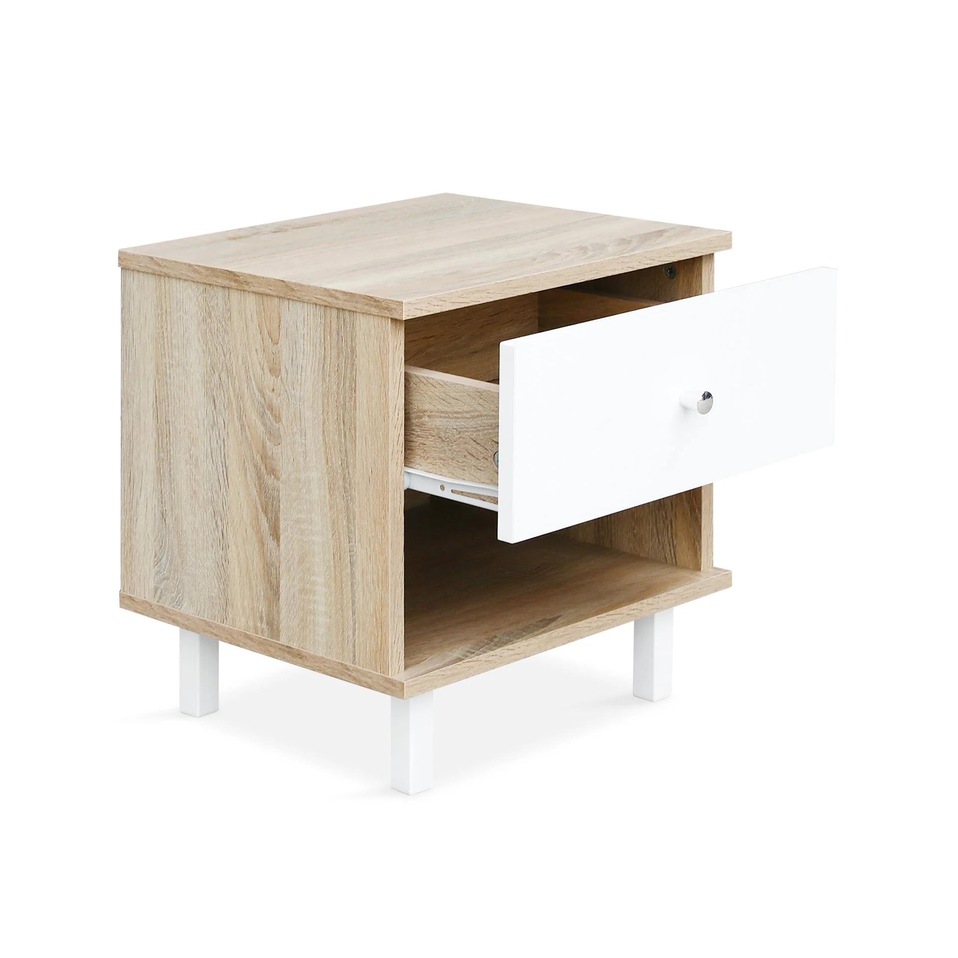 Ellis Bedside Table - Oak + White - Image 9