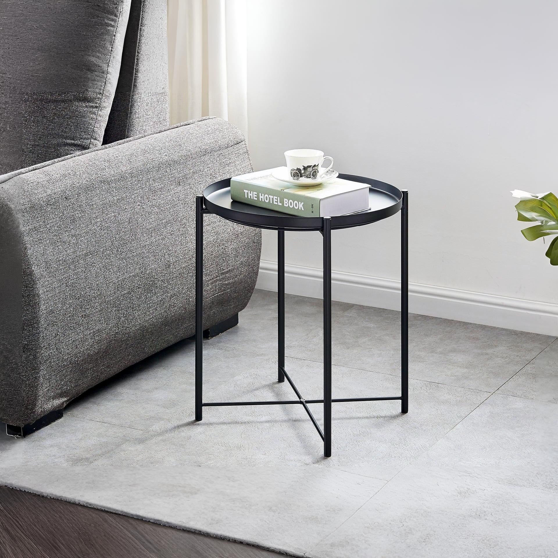 Ellison Round Side Table Coffee Table - Black - Image 4