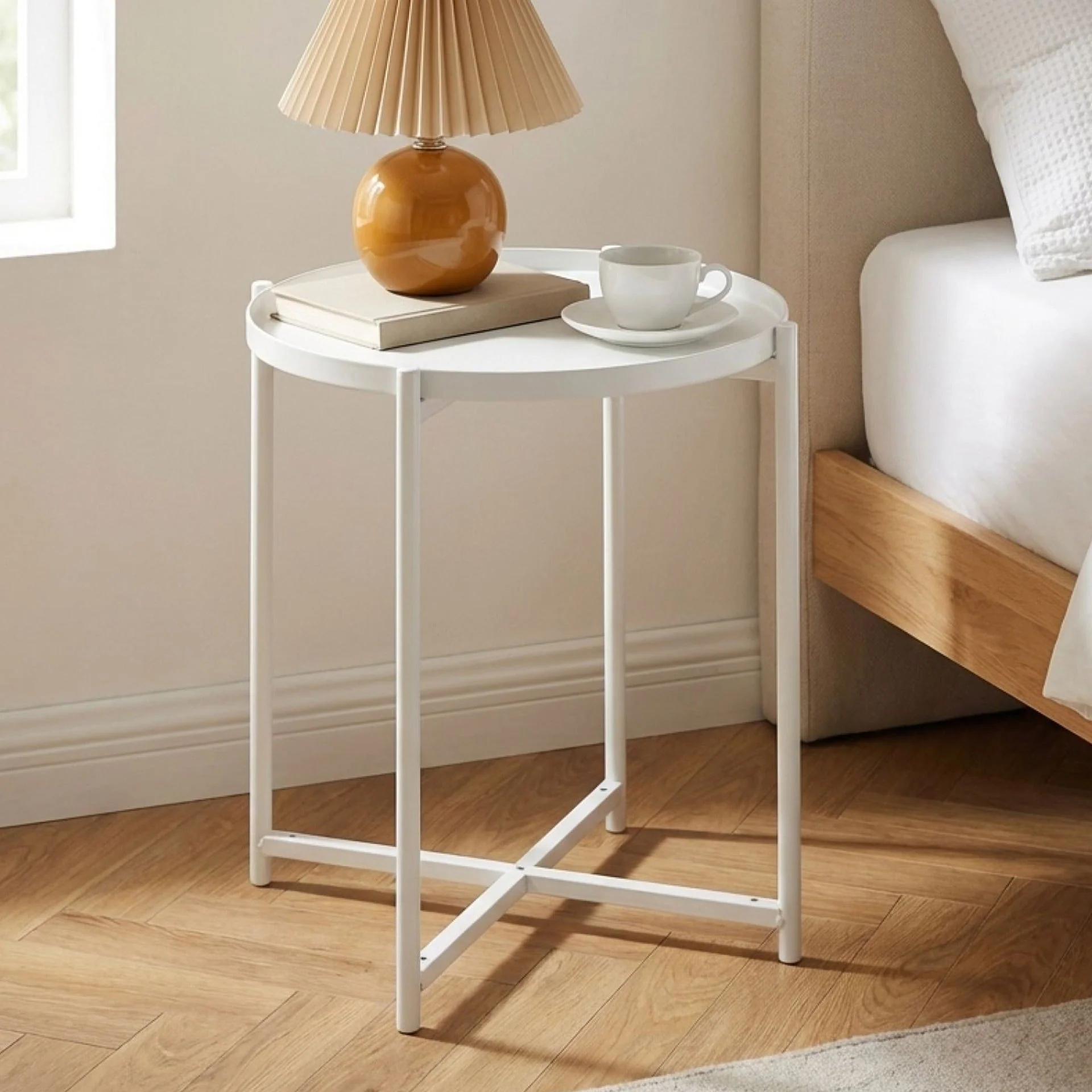 Ellison Round Side Table Coffee Table - White - Image 3