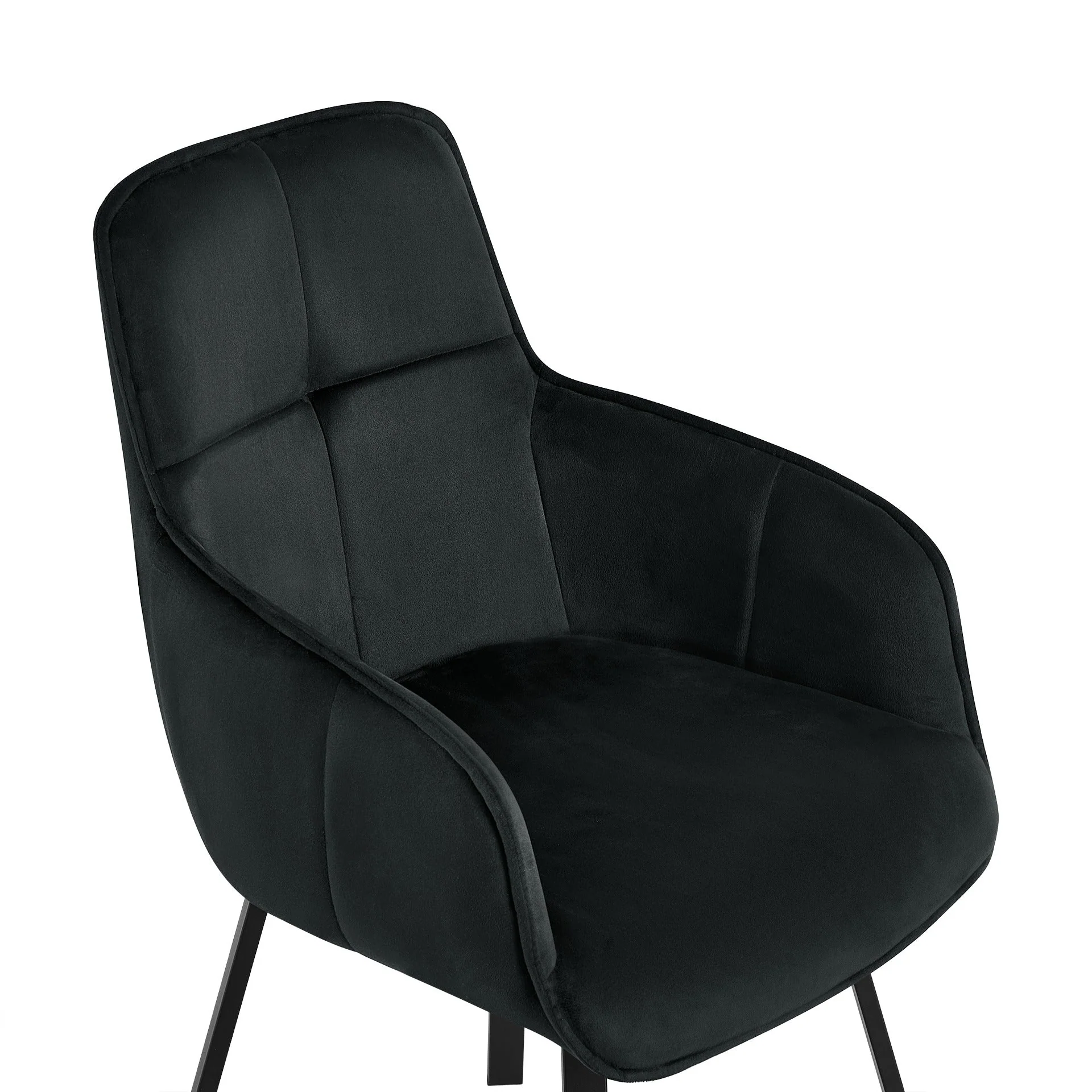 Elora Swivel Velvet Dining Chair - Set of 2 - Black - Image 10