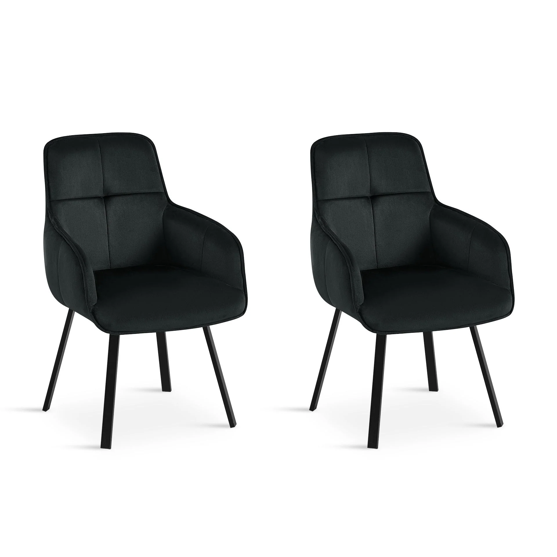 Elora Swivel Velvet Dining Chair - Set of 2 - Black - Image 6
