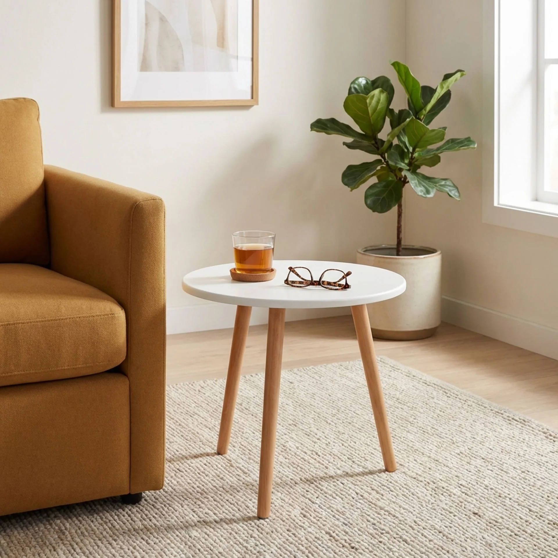 Elza Round Side Table Coffee Table 60cm - Image 3