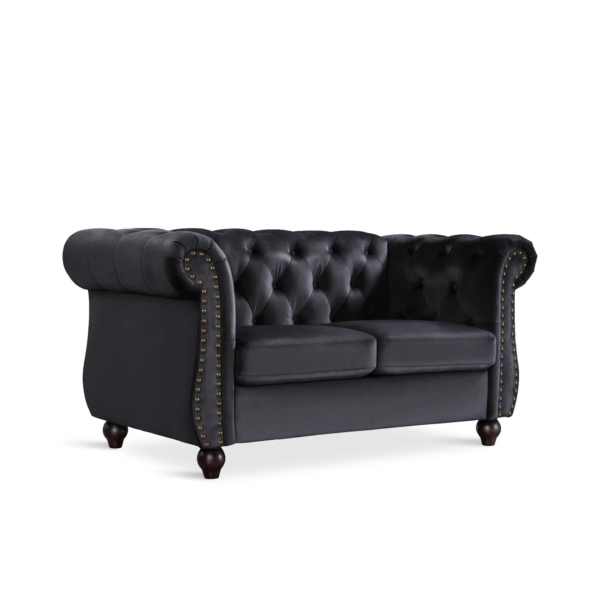Emily Velvet 2 Seater Sofa – Black - Image 3