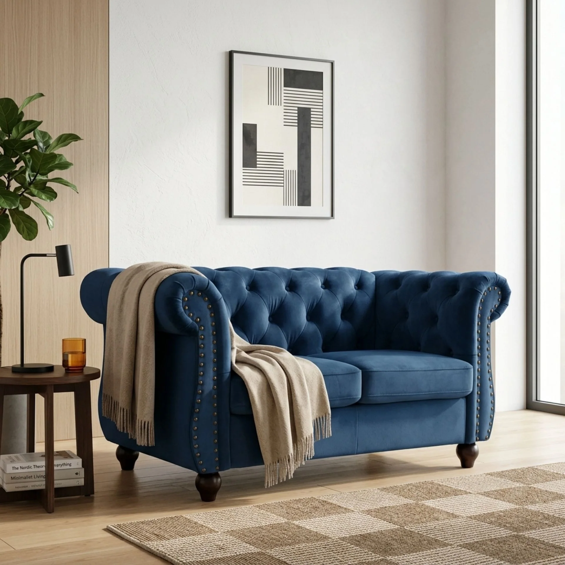 Emily Velvet 2 Seater Sofa – Dark Blue - Image 3