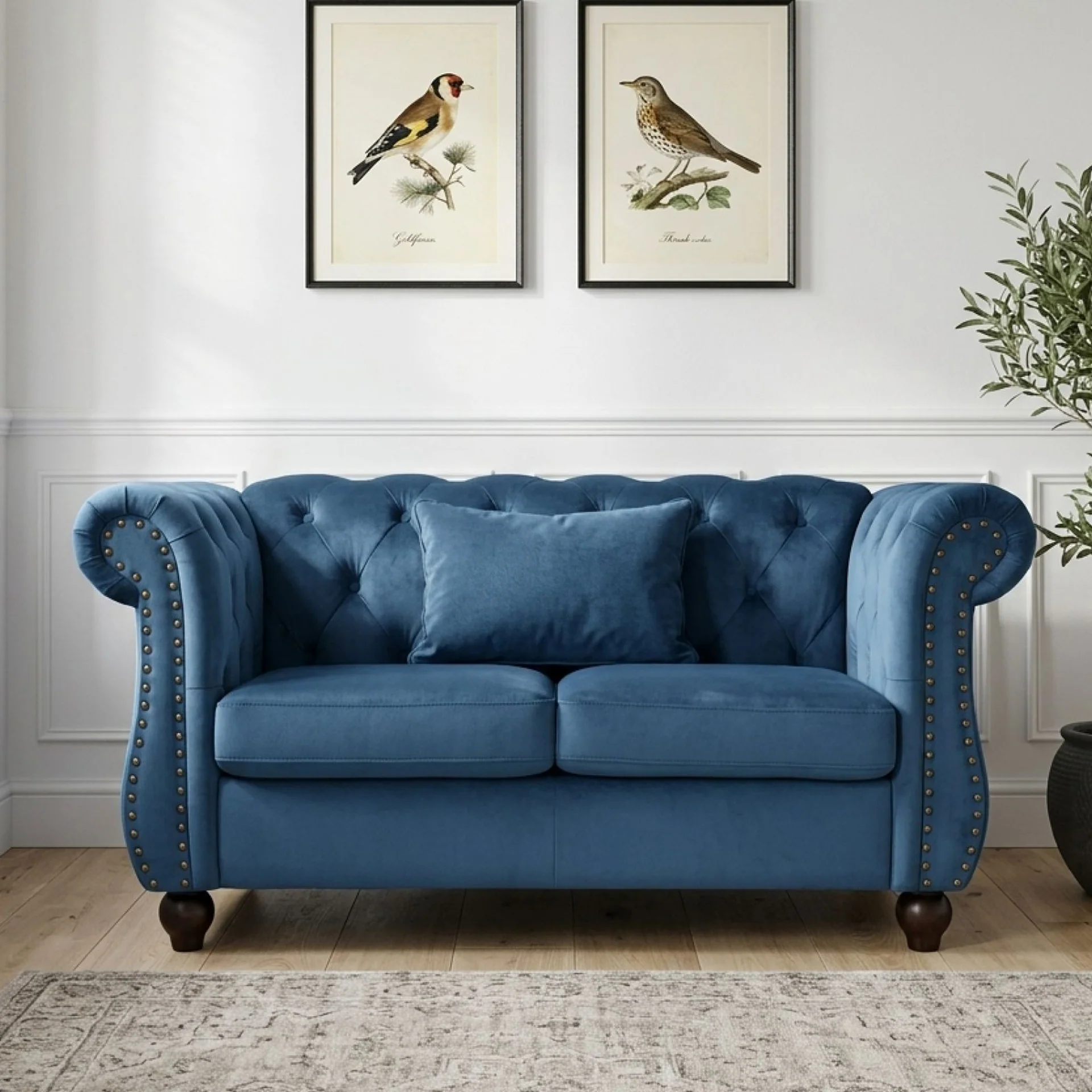 Emily Velvet 2 Seater Sofa – Dark Blue - Image 4