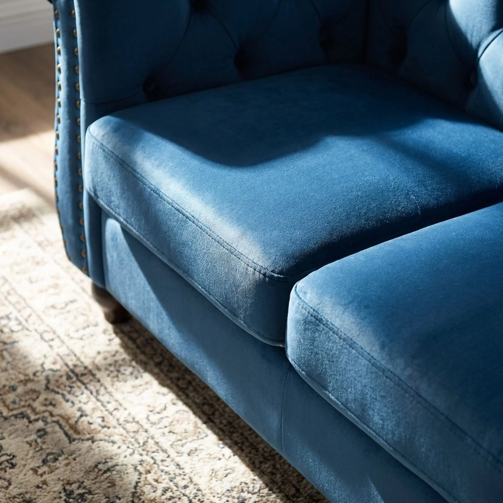 Emily Velvet 2 Seater Sofa – Dark Blue - Image 5